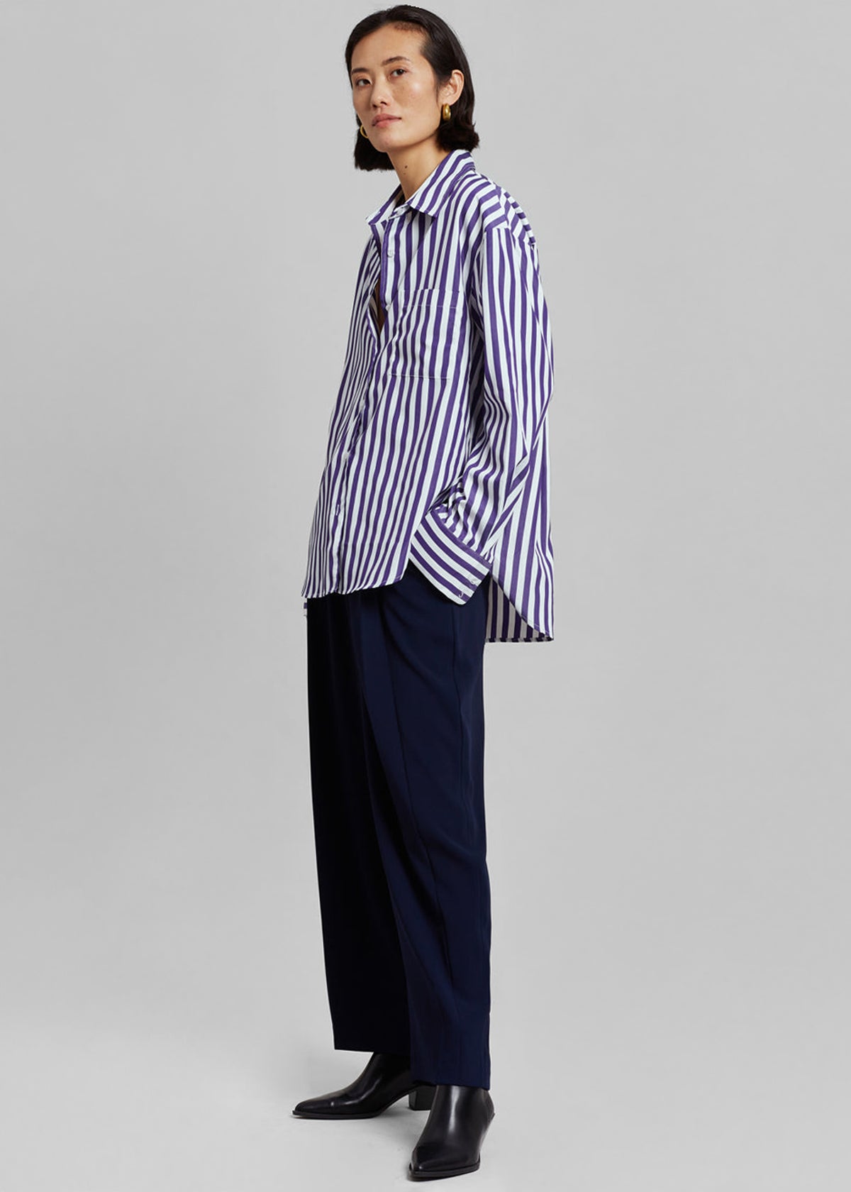 Lui Stripe Shirt - Deep Blue - 2