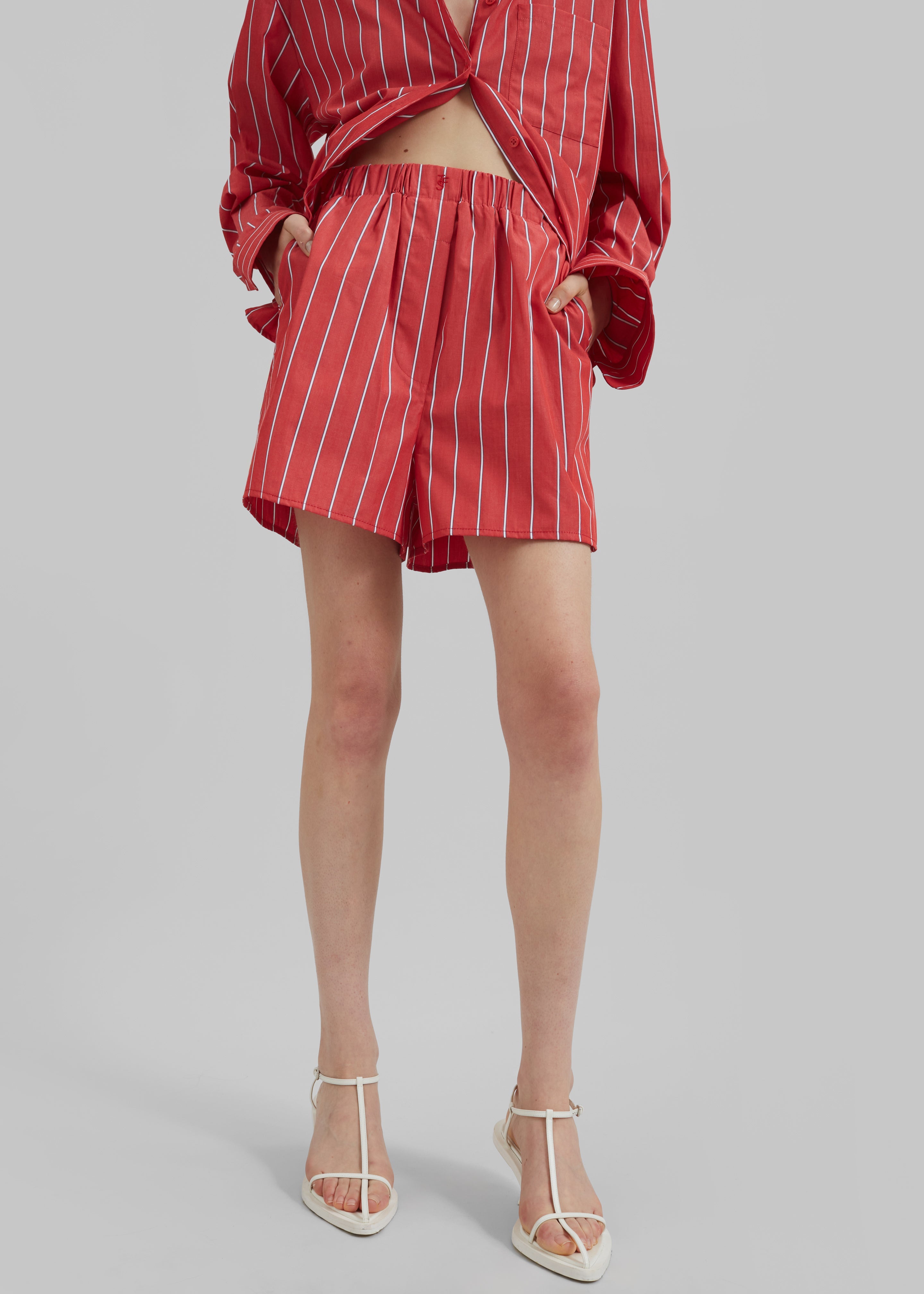 Lui Striped Cotton Boxer Shorts - Red/White Stripe - 4