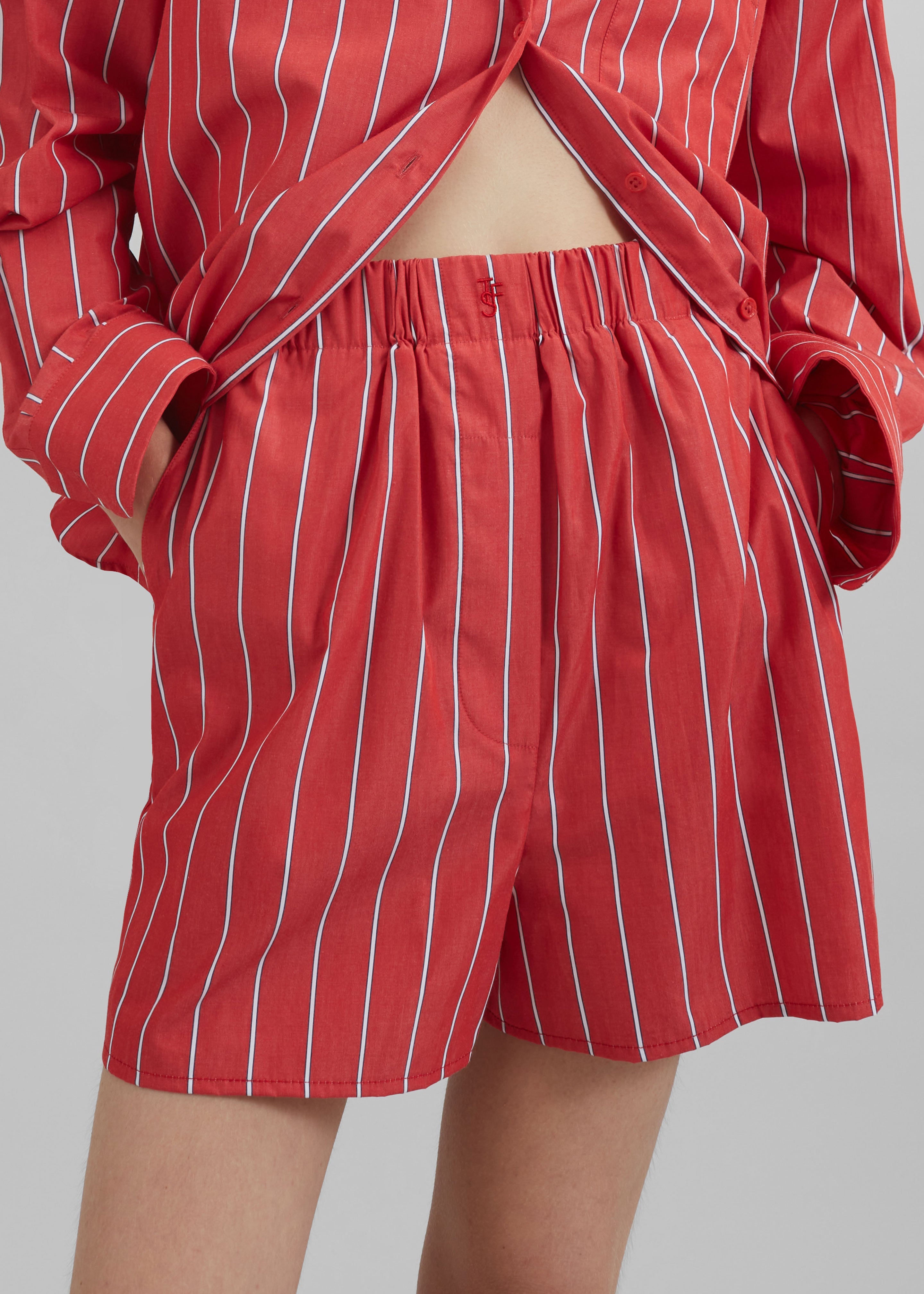 Lui Striped Cotton Boxer Shorts - Red/White Stripe - 7