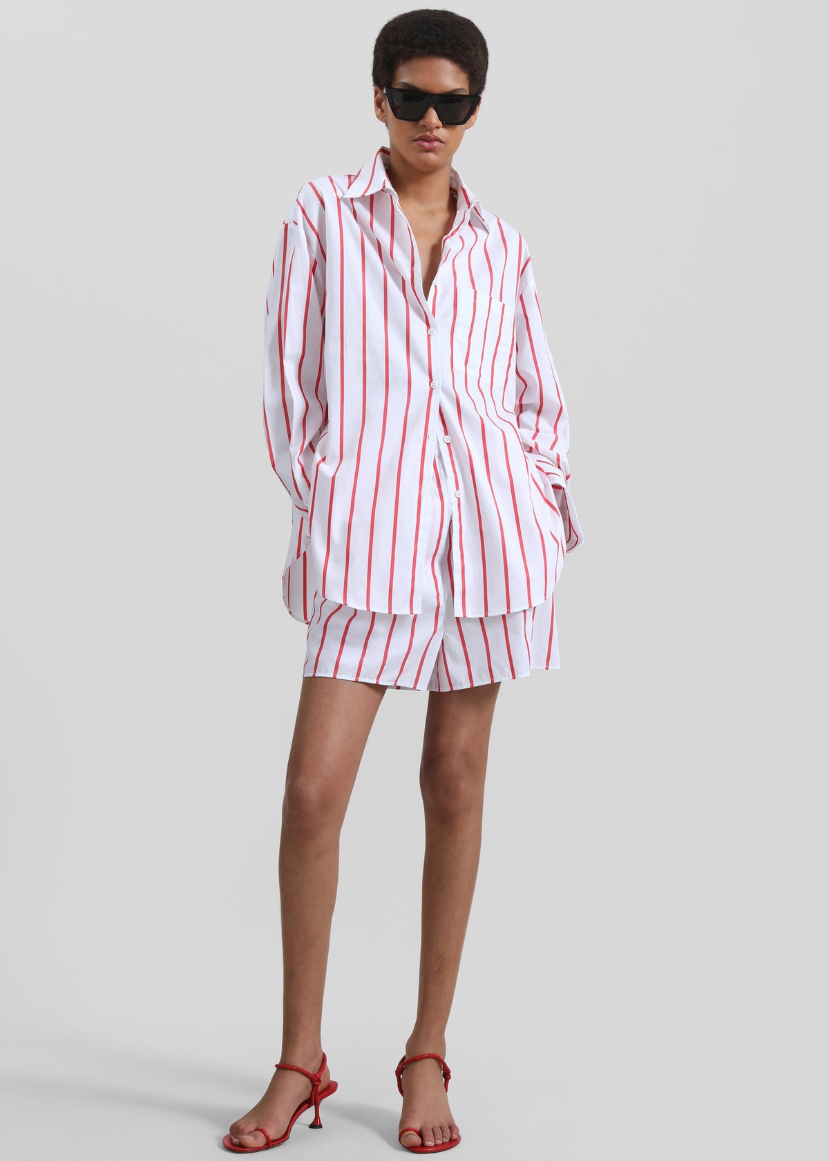 Lui Striped Cotton Boxer Shorts - White/Red Stripe - 3