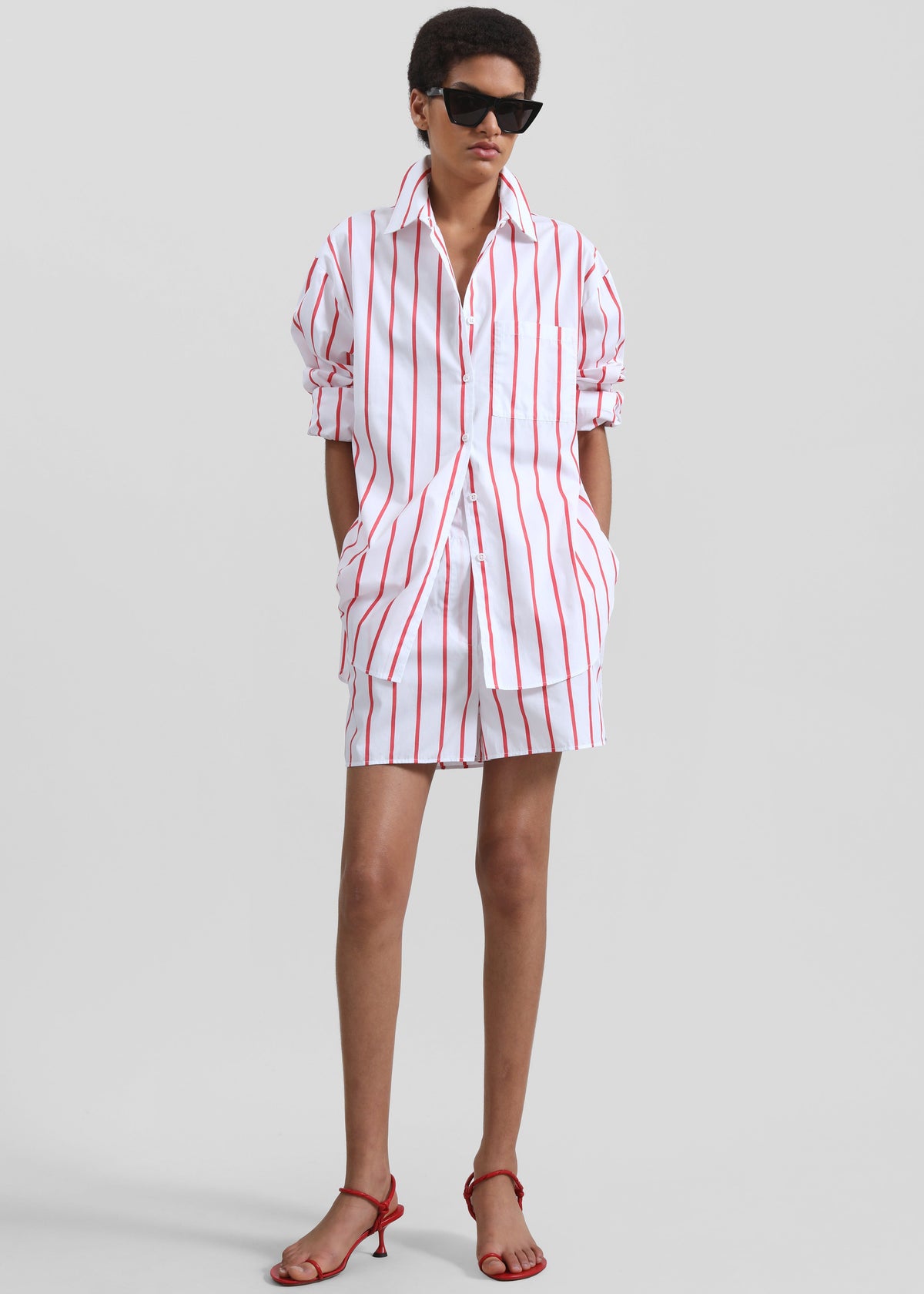 Lui Striped Cotton Boxer Shorts - White/Red Stripe - 4