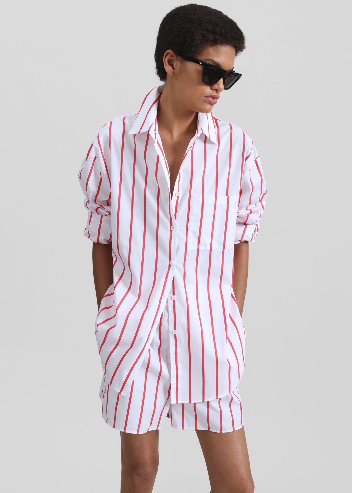 Lui Striped Cotton Boxer Shorts - White/Red Stripe - 2