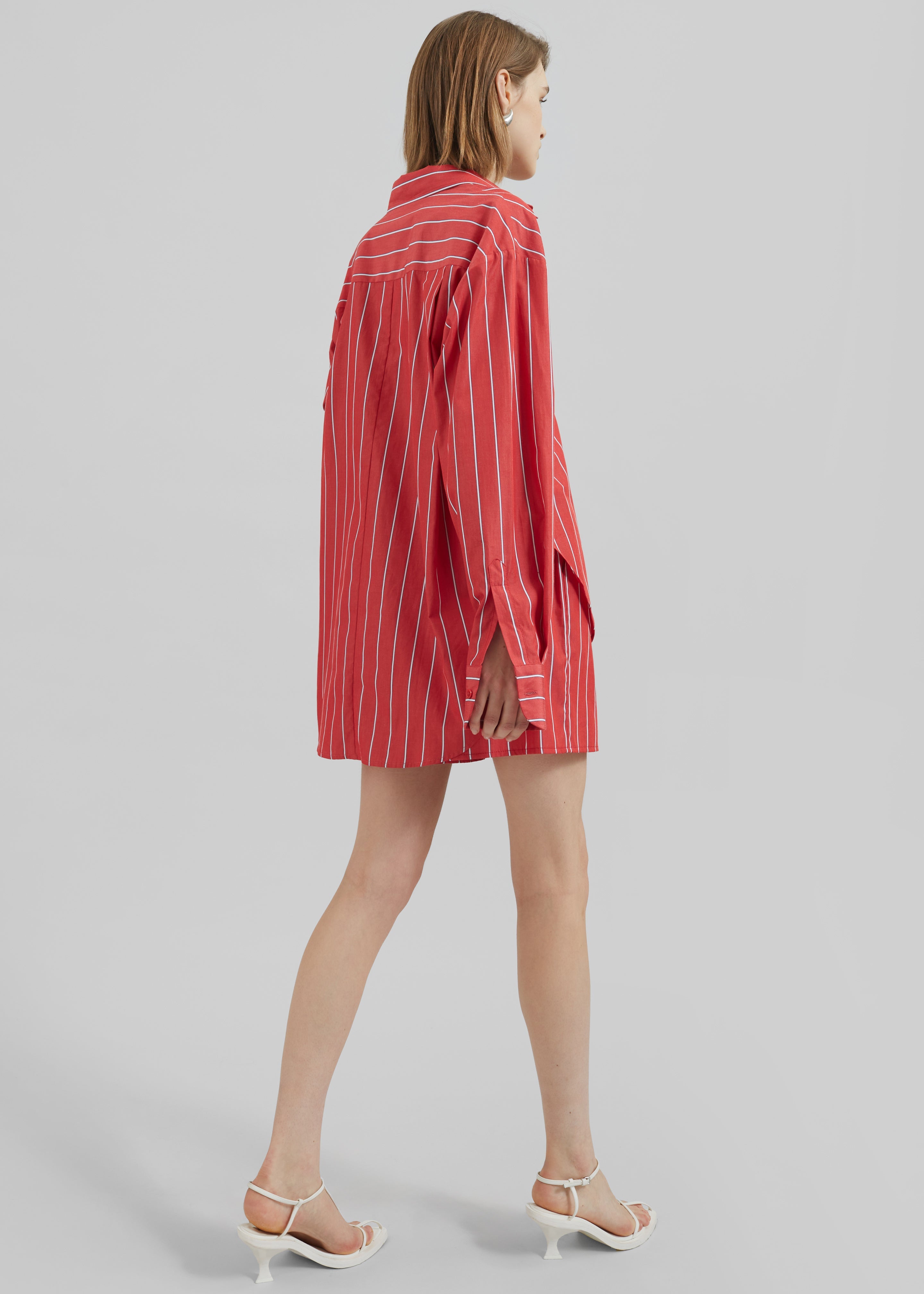 Lui Striped Cotton Shirt - Red/White Stripe - 5
