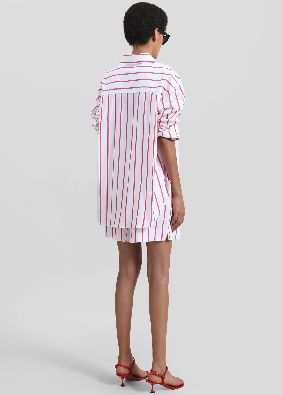 Lui Striped Cotton Shirt - White/Red Stripe - 7