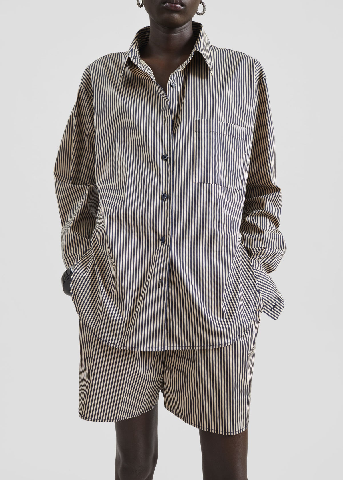 Lui Shirt - Beige/Navy Stripe - 5