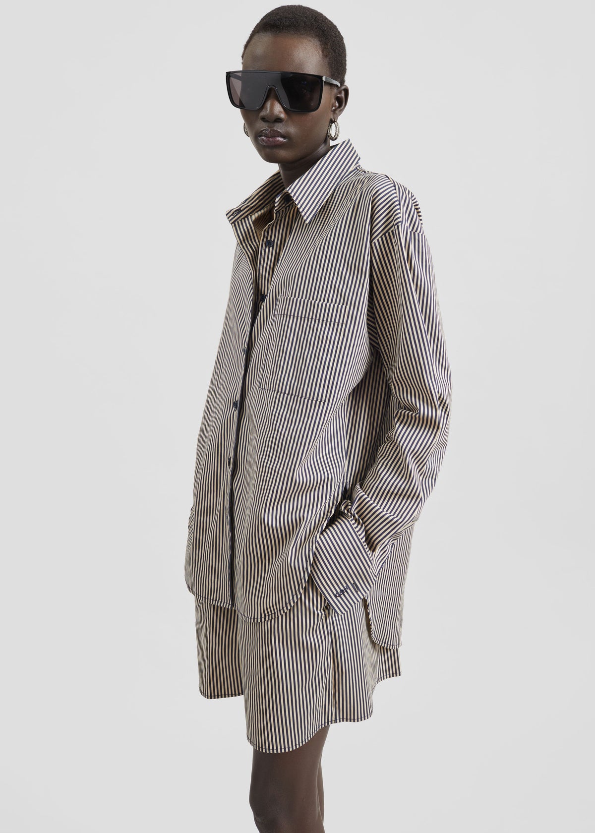 Lui Shirt - Beige/Navy Stripe - 1