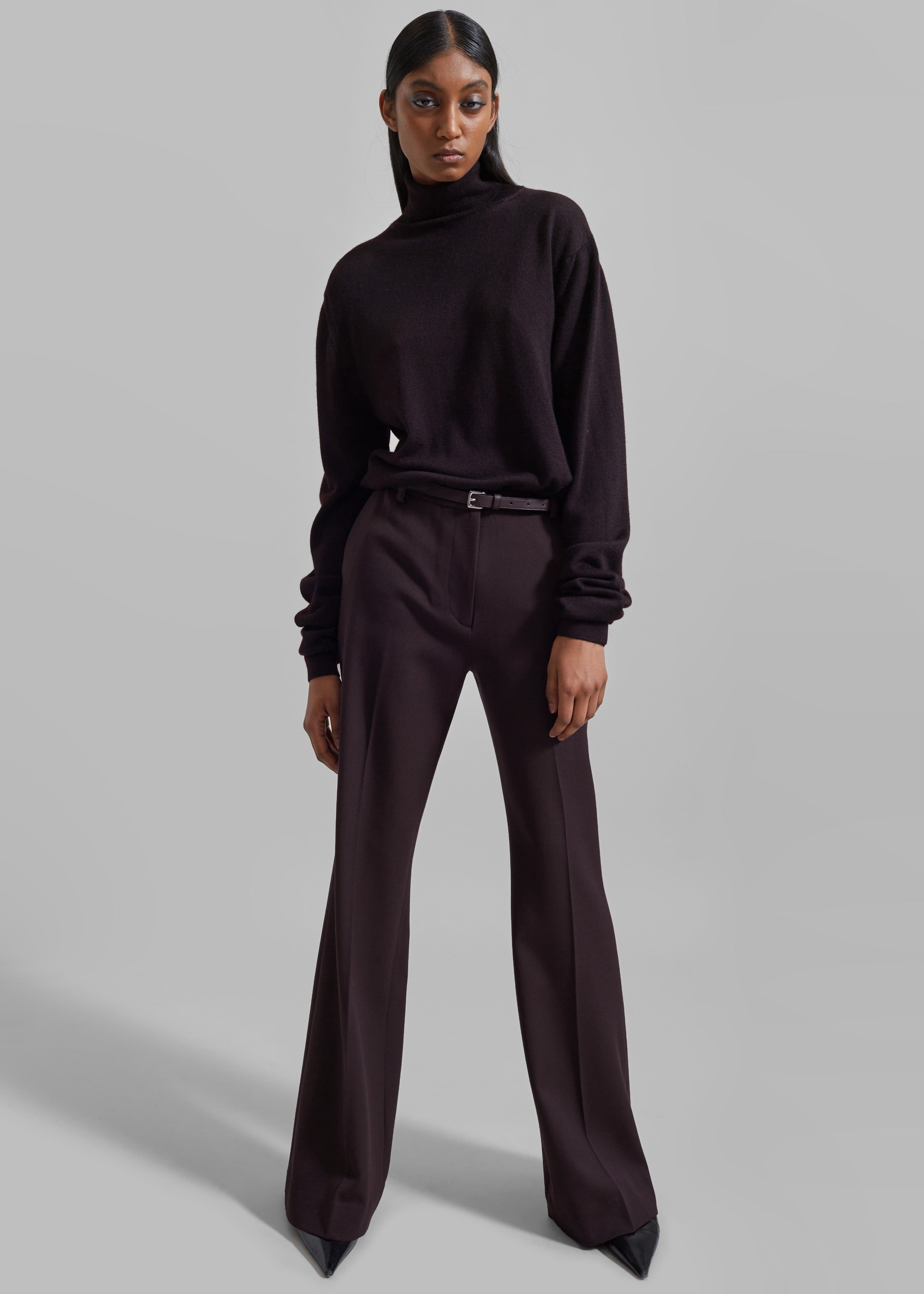 Lyra Flared Pants - Dark Plum - 8