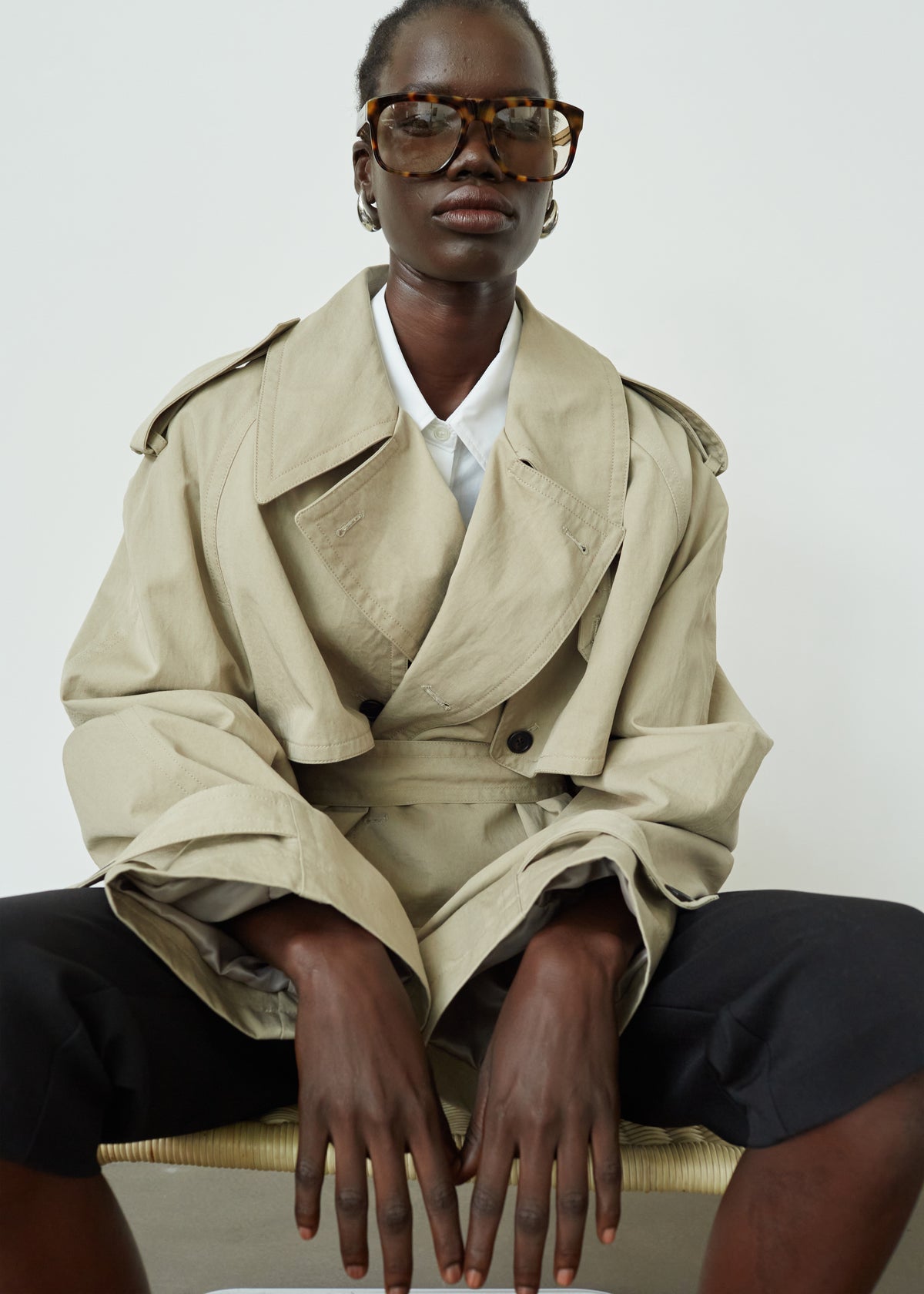 Mads Cropped Trench - Beige - 13