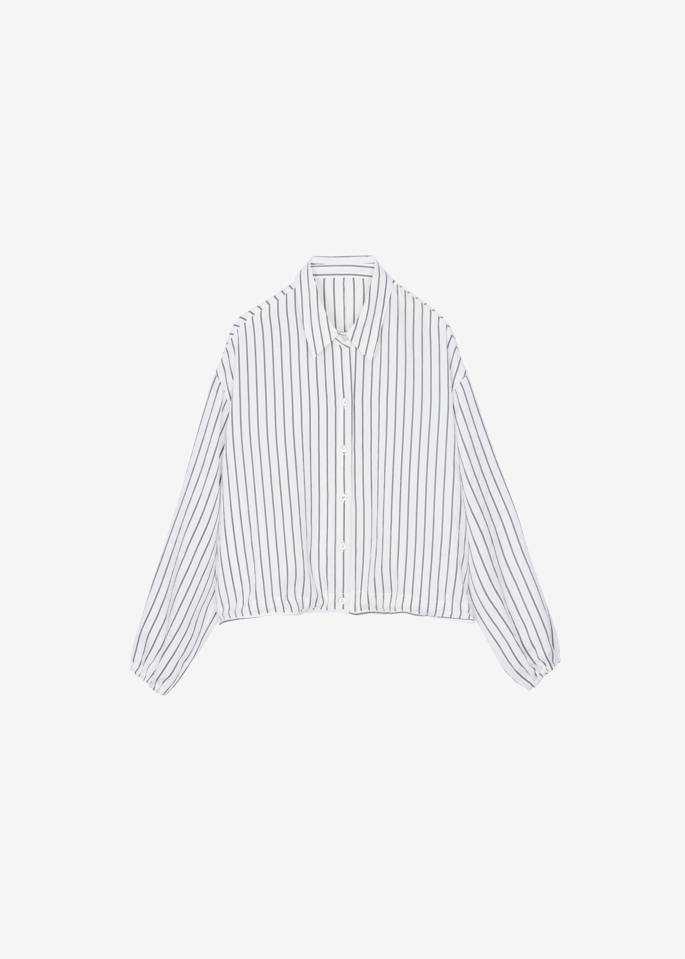 Manisa Cropped Drawstring Shirt - White/Black Stripe - 7