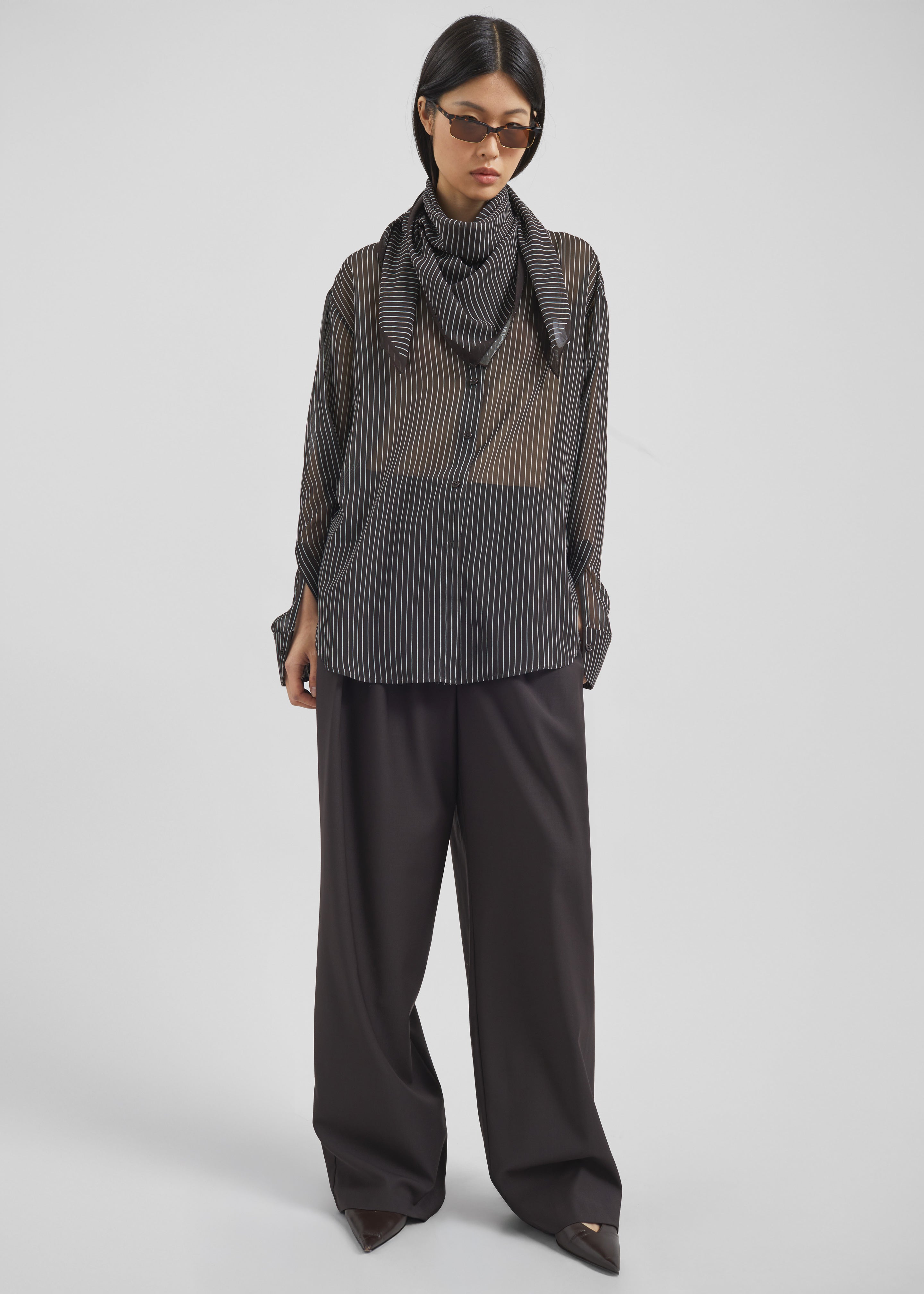 Marais Striped Scarf - Brown/White - 5