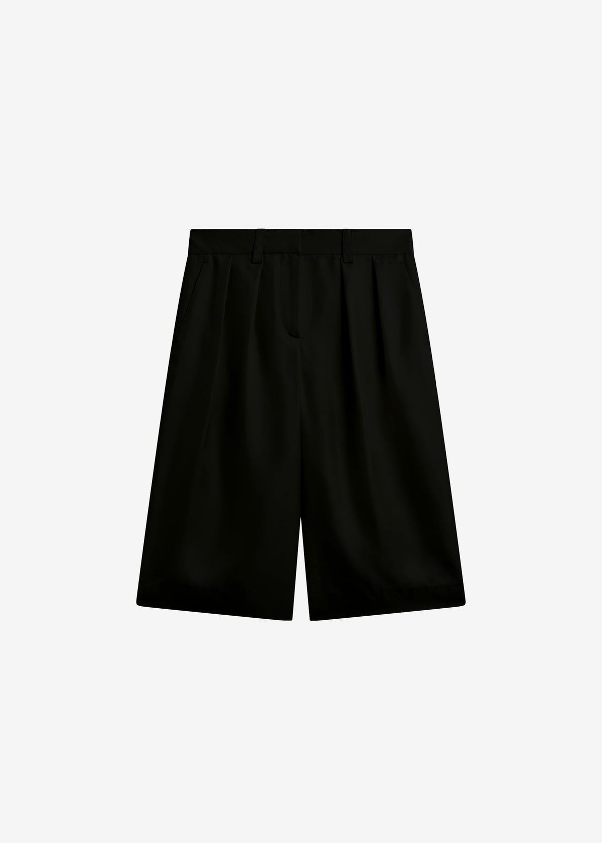 Marfa Pleated Silk Bermuda Shorts - Black - 9