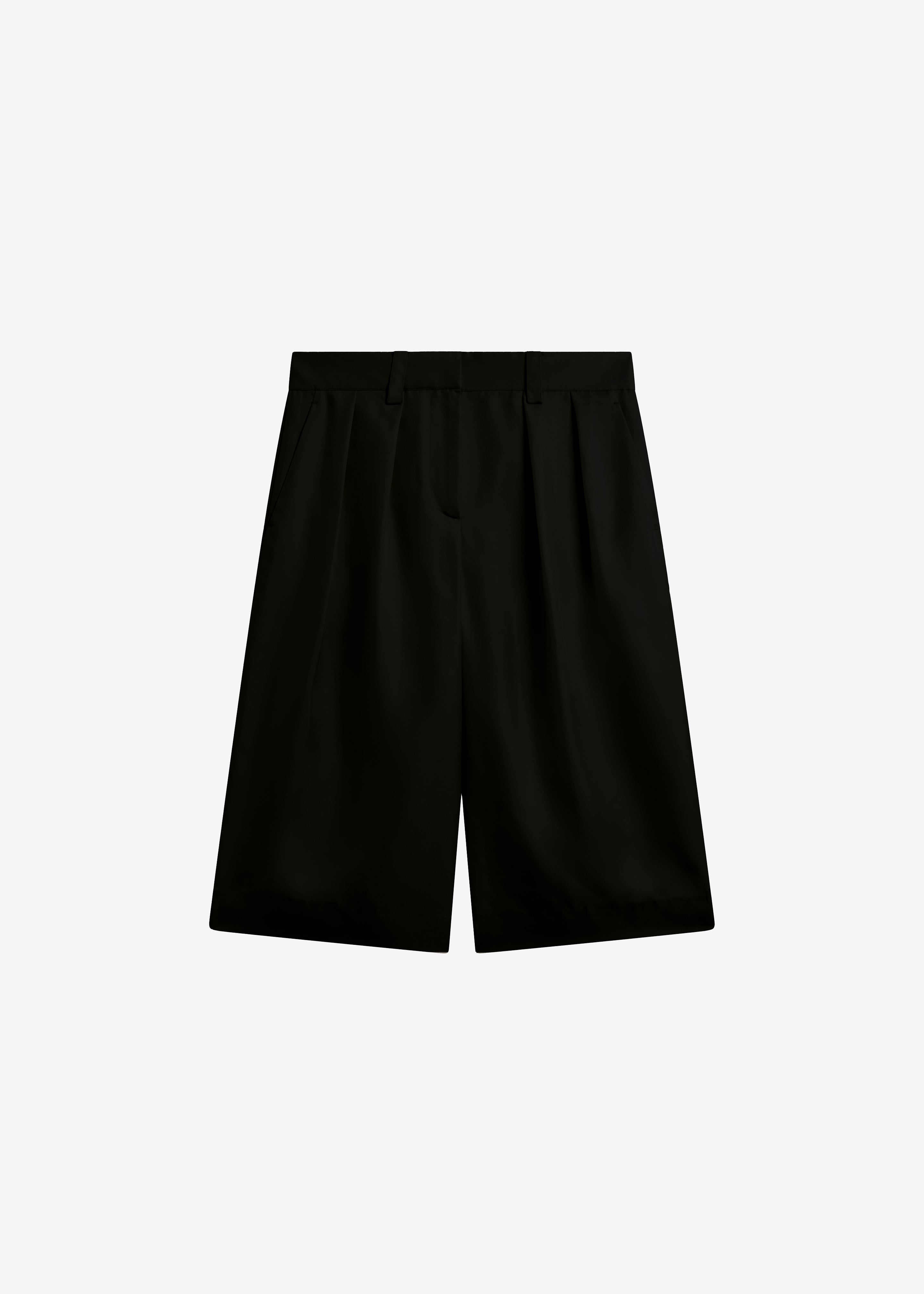 Marfa Pleated Silk Bermuda Shorts - Black - 9