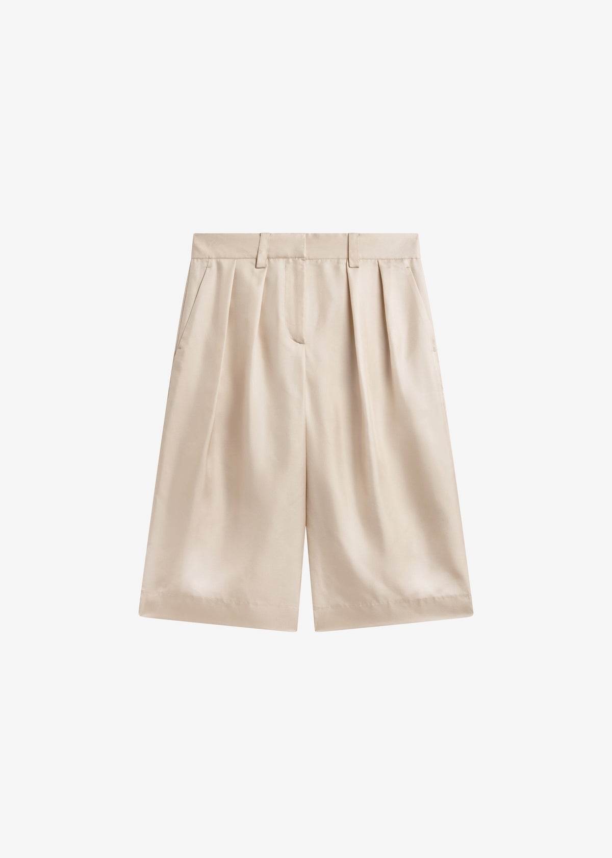 Marfa Pleated Silk Bermuda Shorts - Ivory - 6