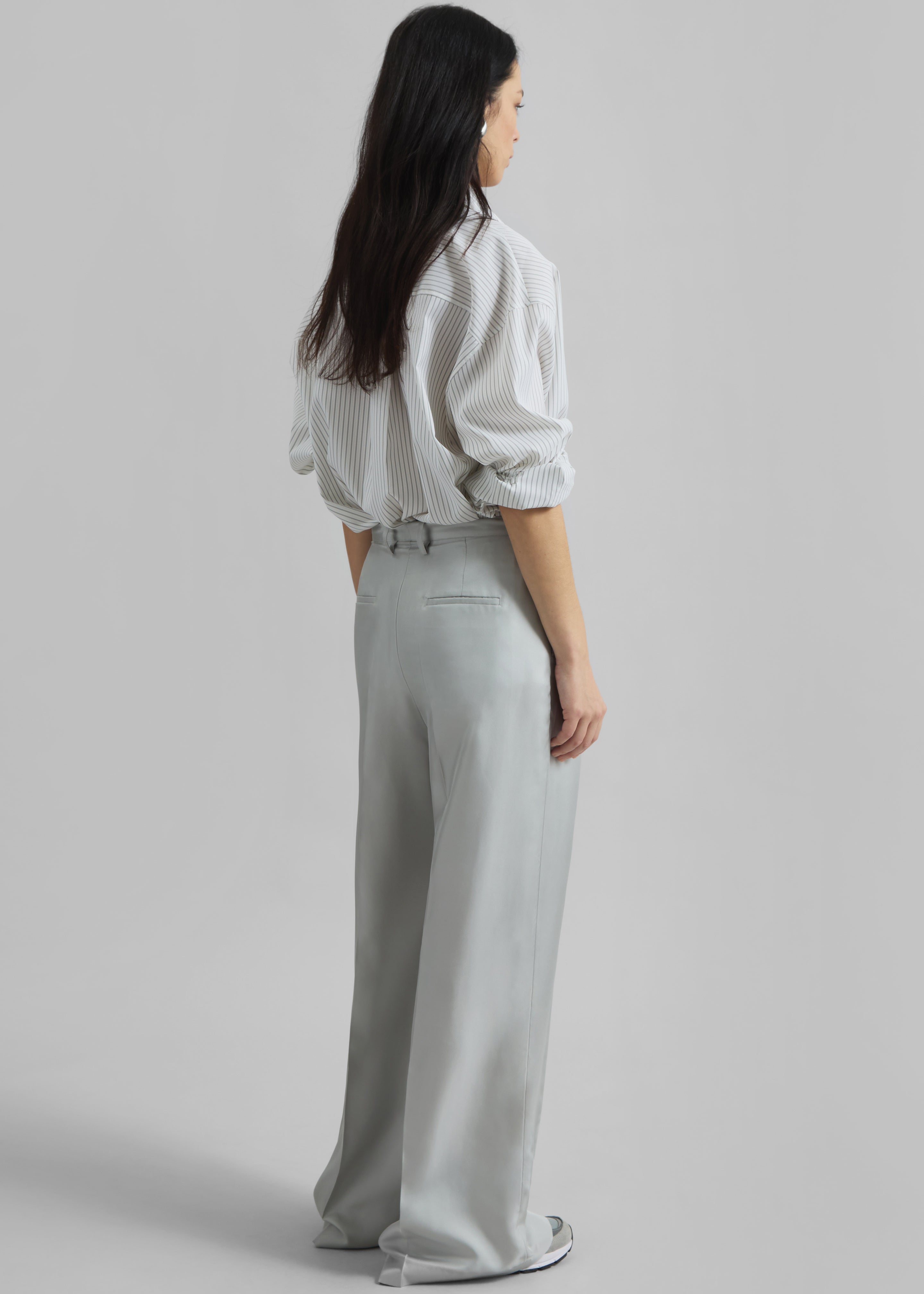 Marfa Pleated Silk Trousers - Grey - 8