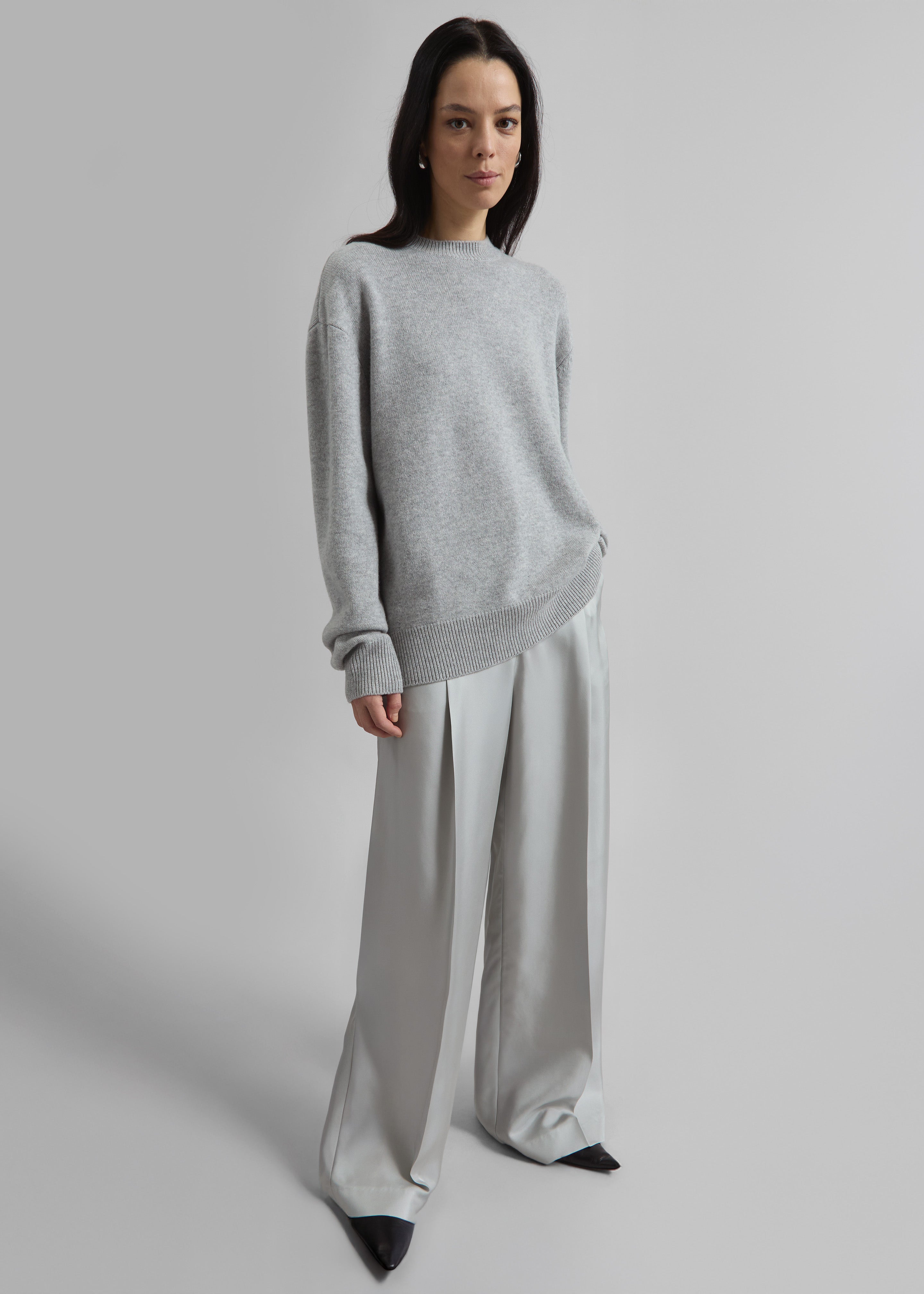 Marfa Pleated Silk Trousers - Grey - 4