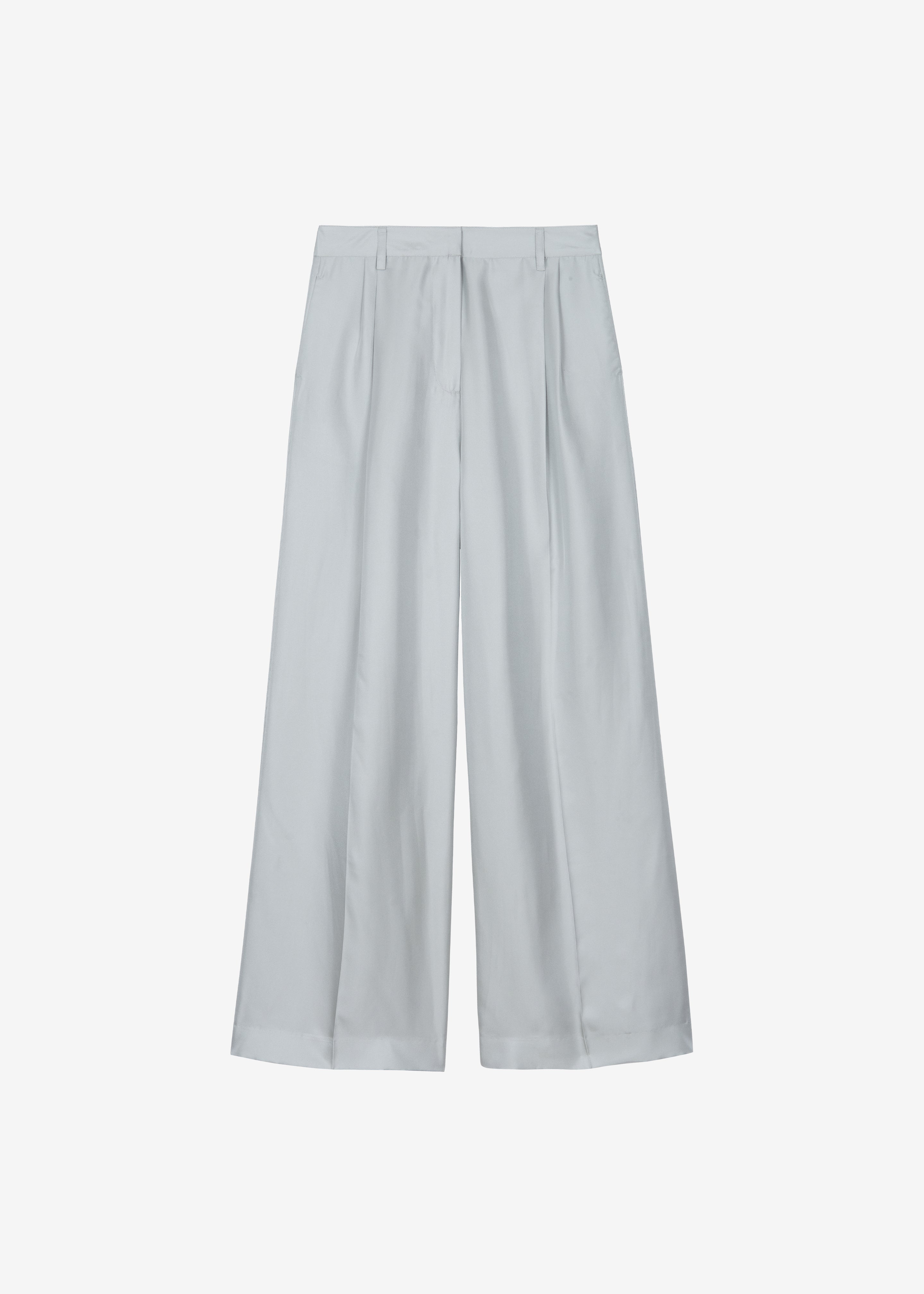 Marfa Pleated Silk Trousers - Grey - 9