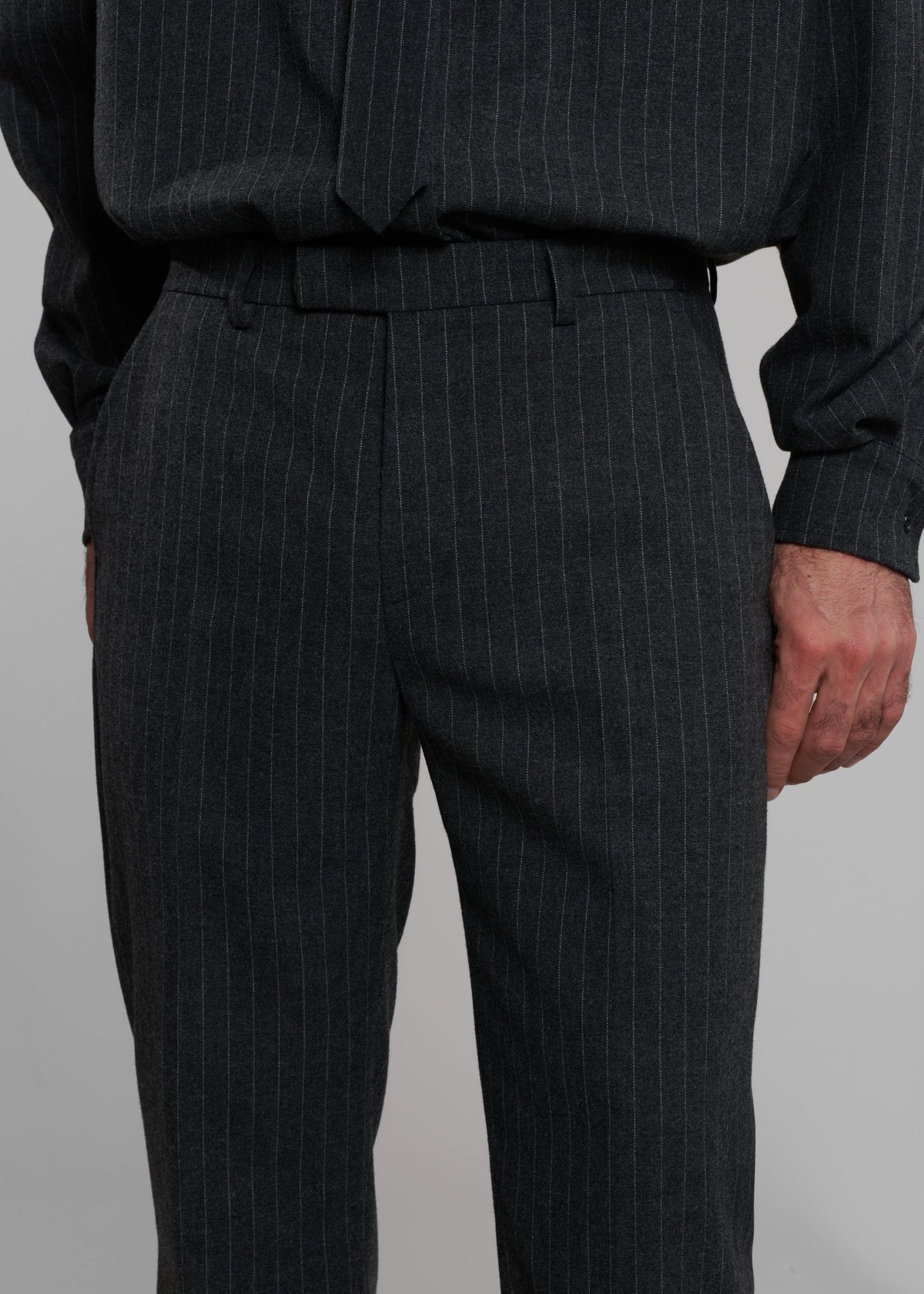 Mason Wool Trousers - Dark Grey/White Pinstripe - 3