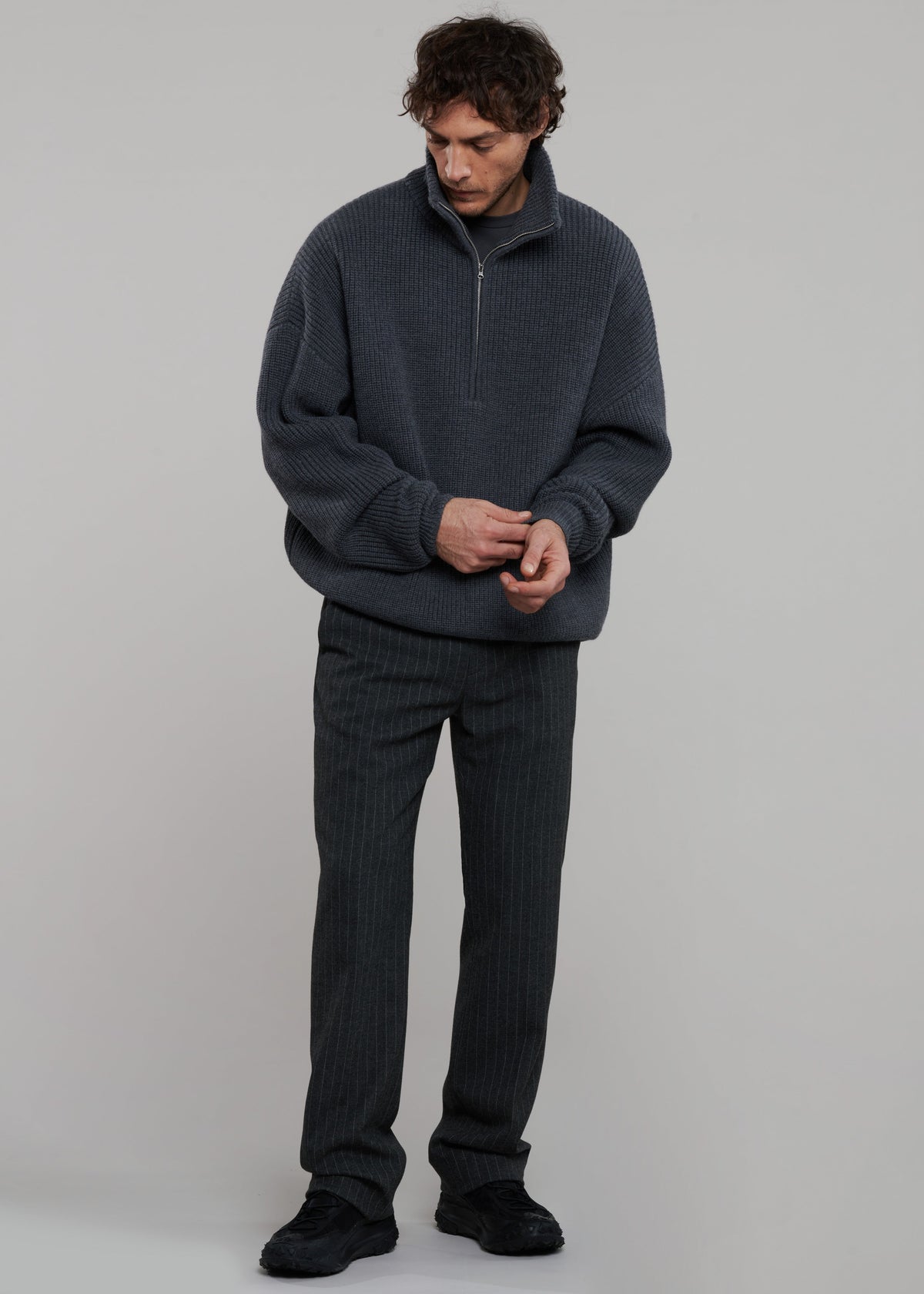 Mason Wool Trousers - Dark Grey/White Pinstripe - 8
