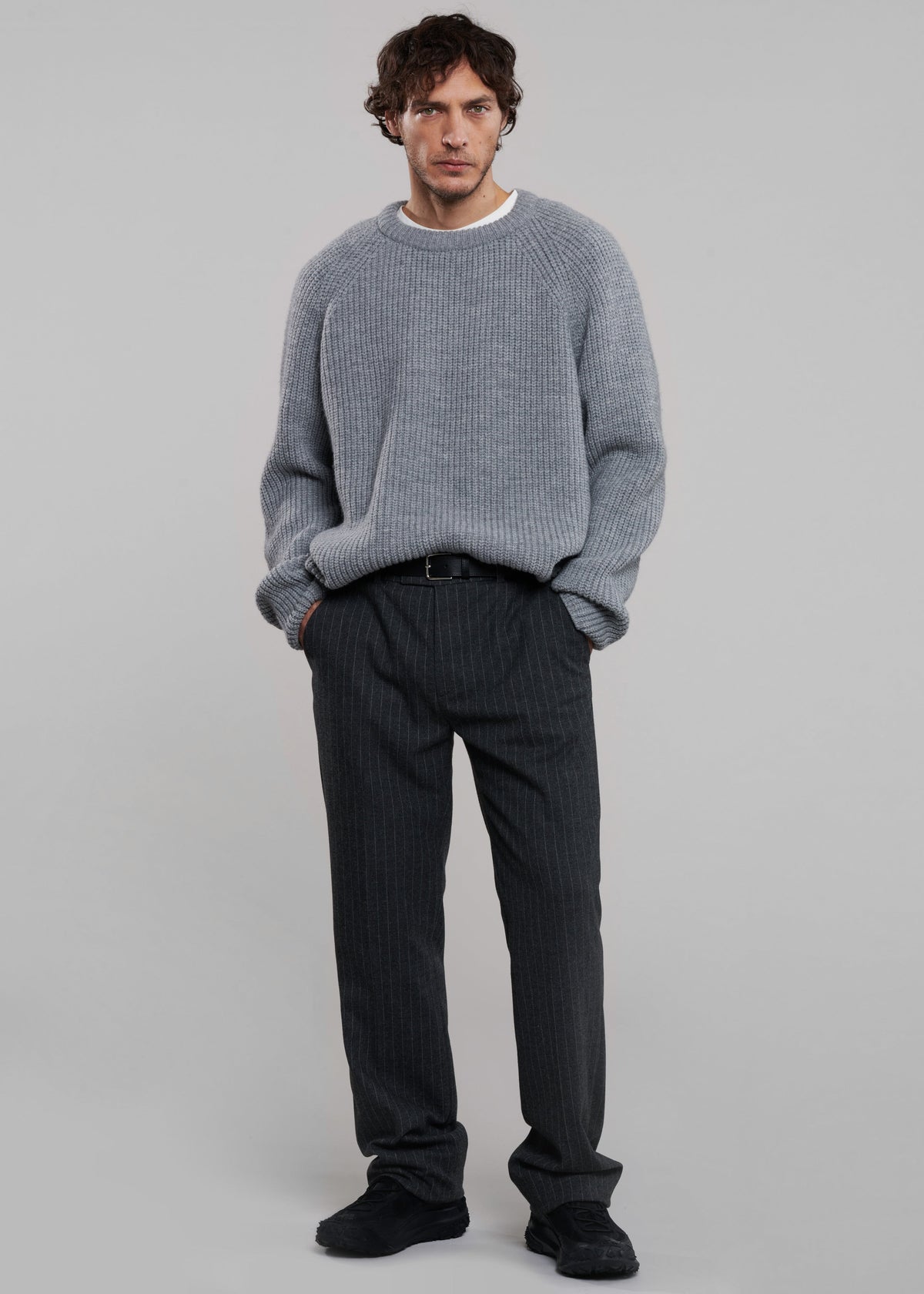 Mason Wool Trousers - Dark Grey/White Pinstripe - 11