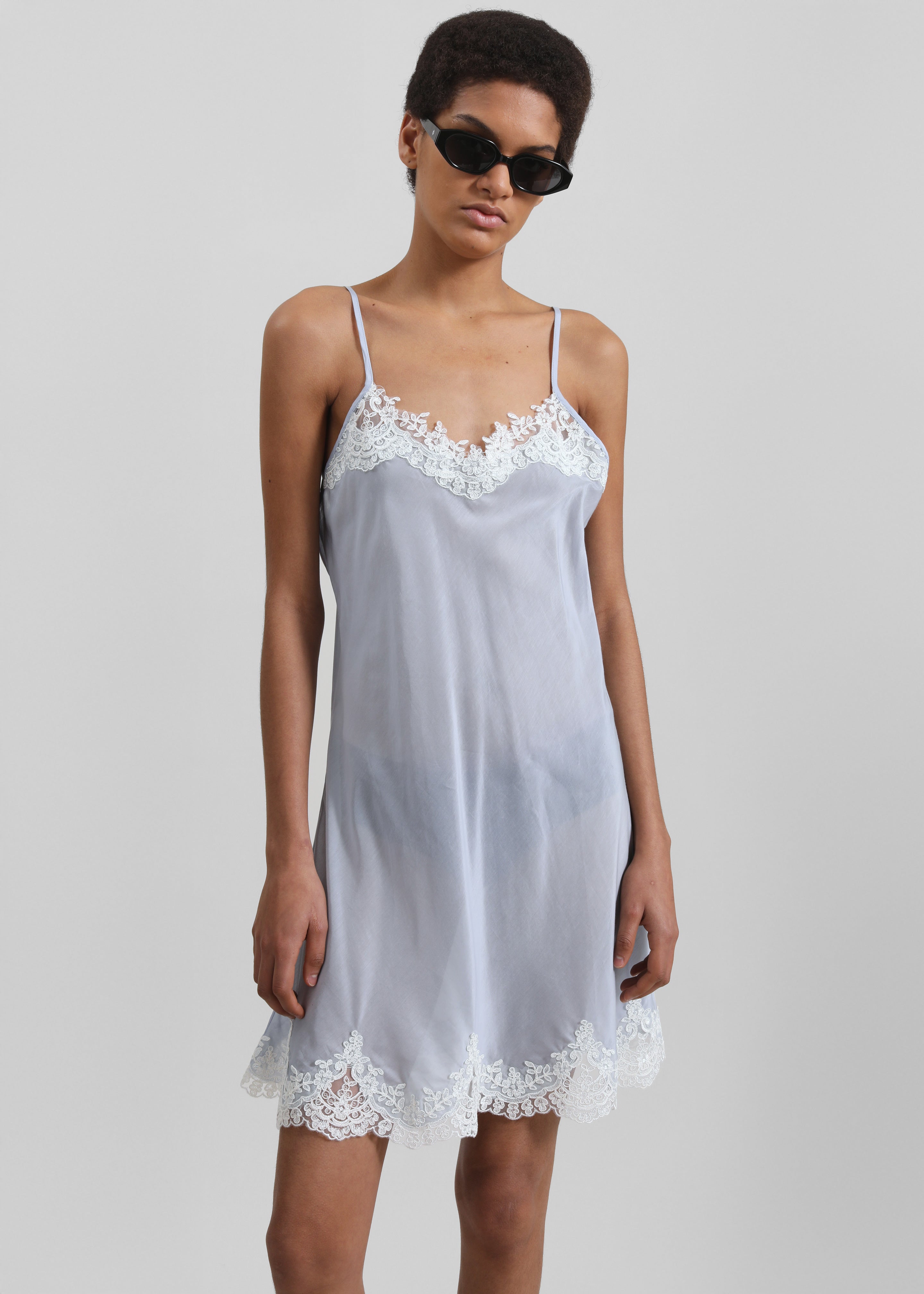 Matin Lace Trimmed Silk Slip - Lavender - 4