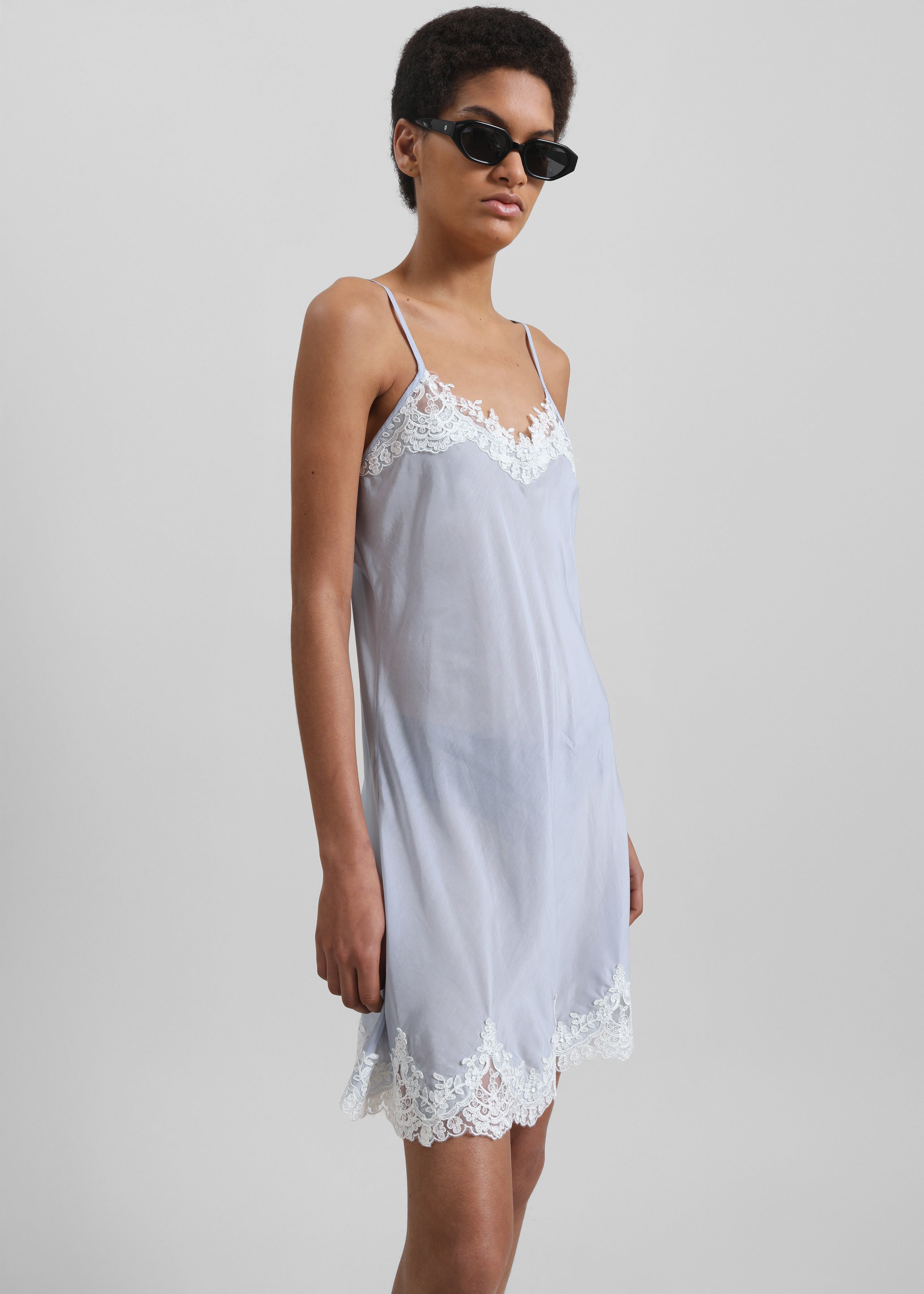 Matin Lace Trimmed Silk Slip - Lavender - 6