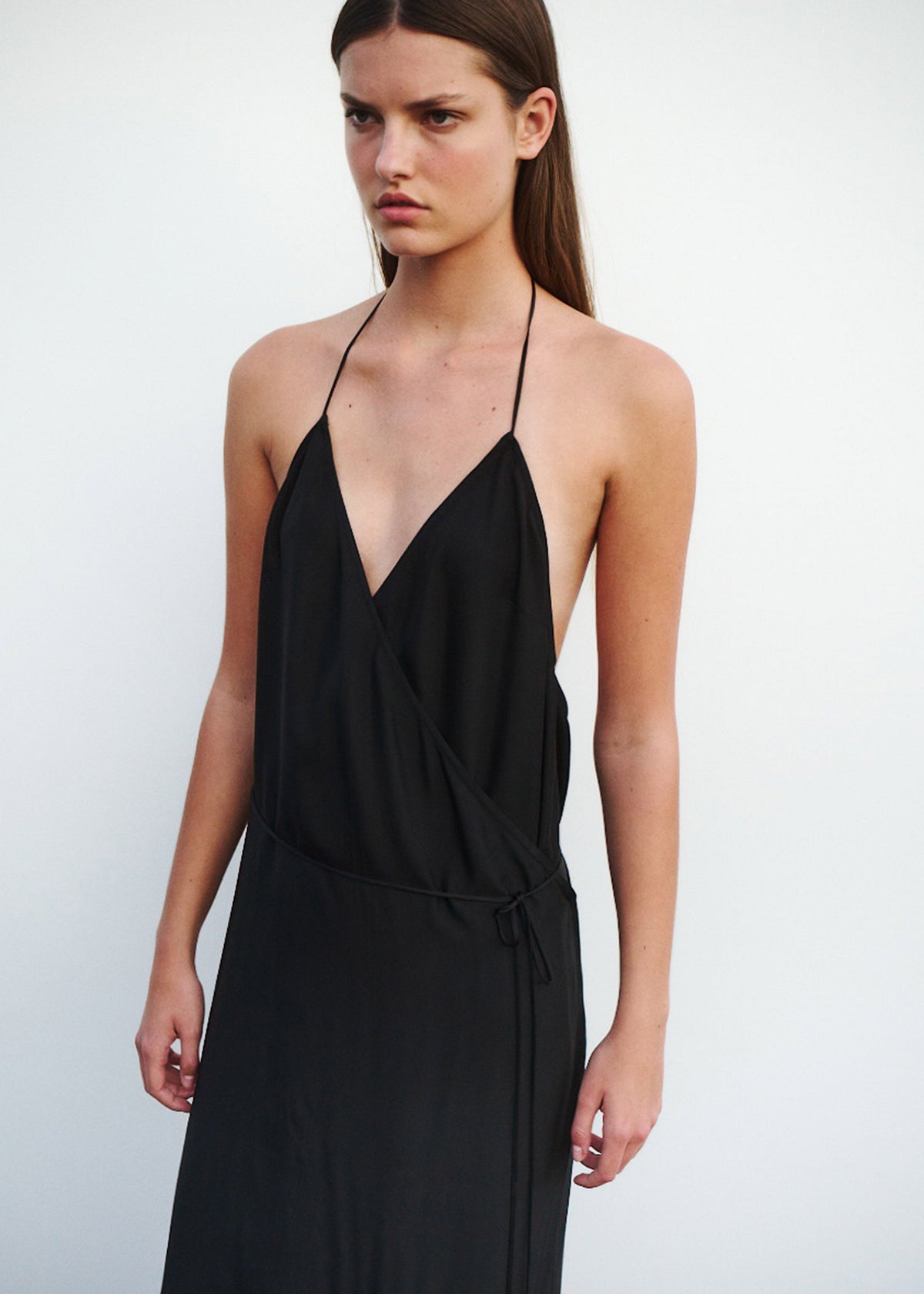 Matin Draped Wrap Dress - Black - 8