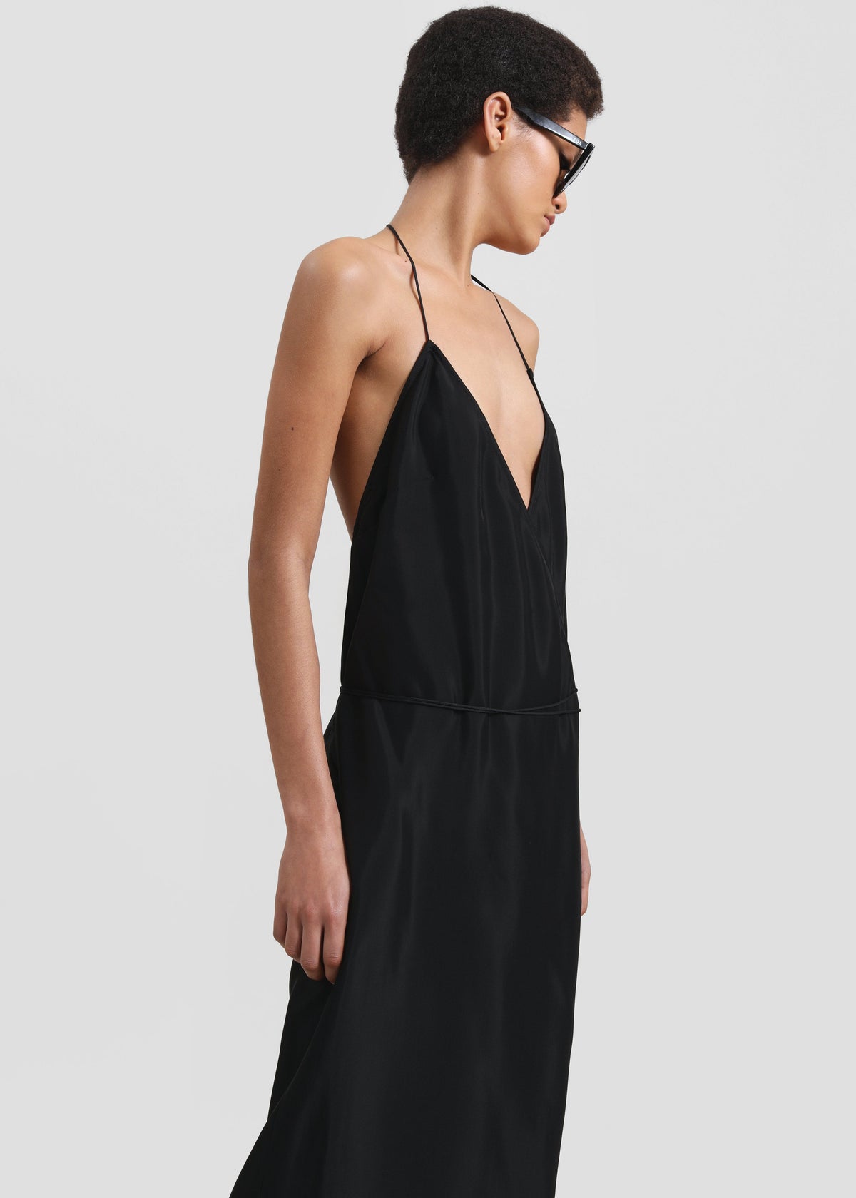 Matin Draped Wrap Dress - Black - 6