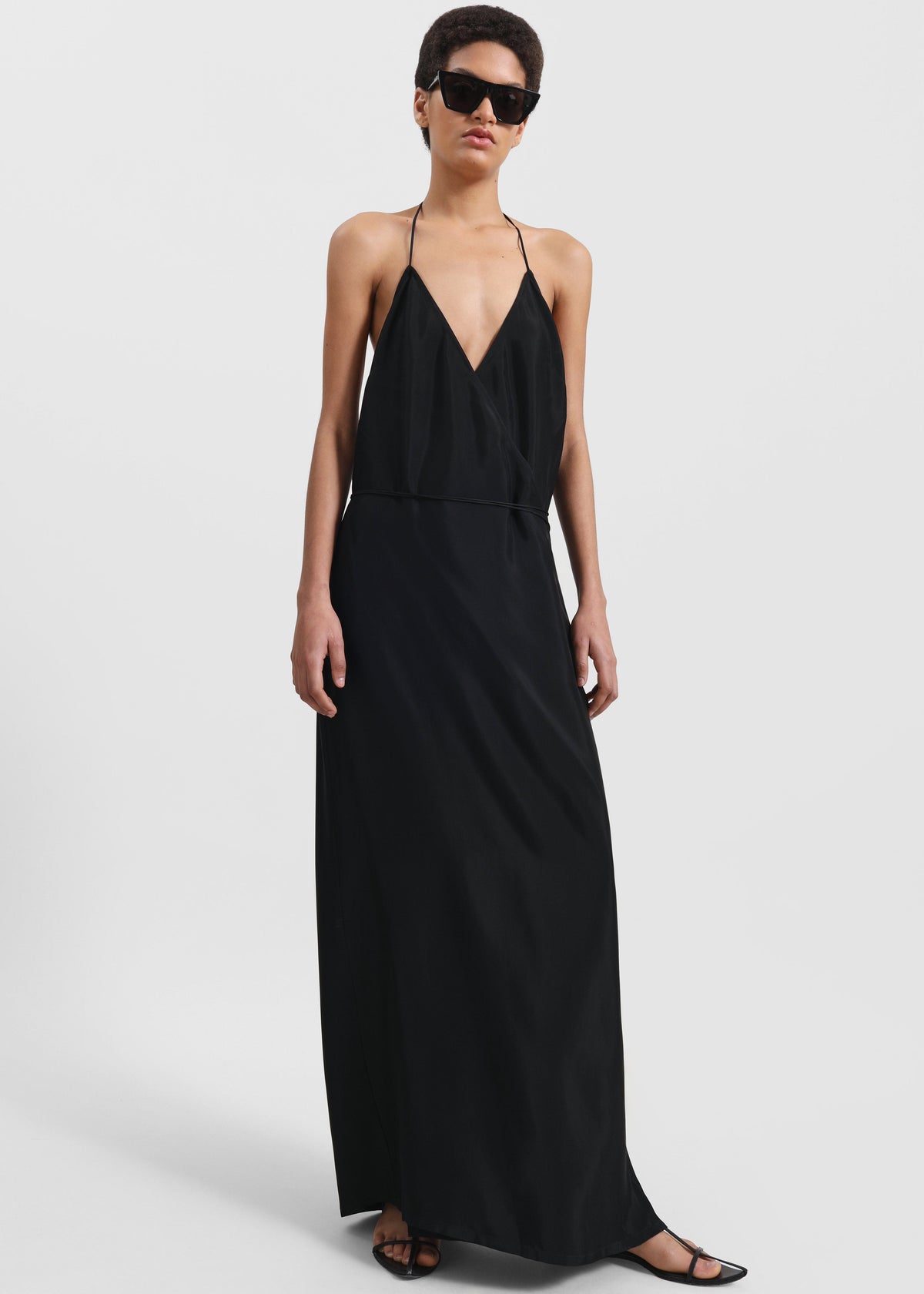 Matin Draped Wrap Dress - Black - 4