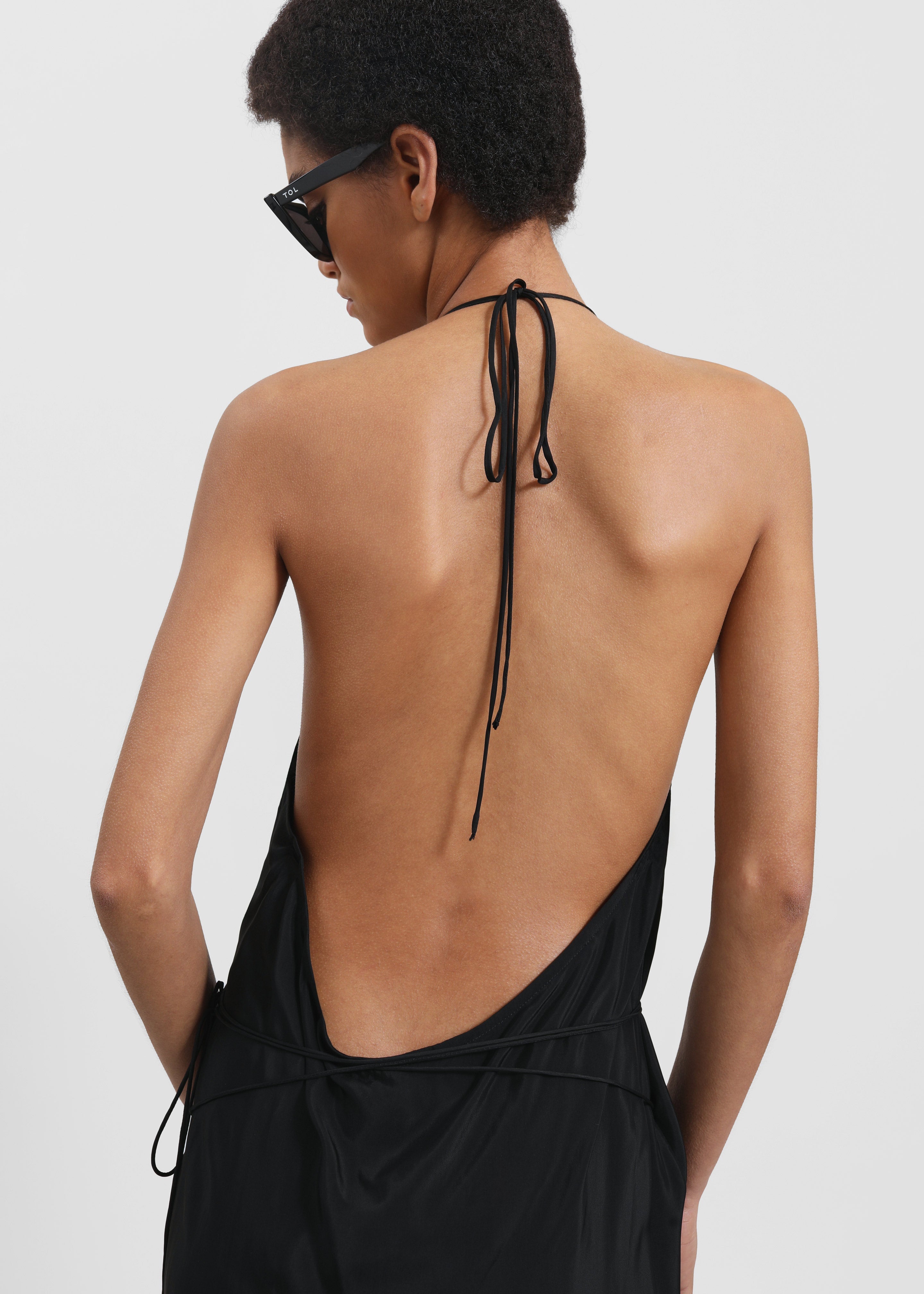 Matin Draped Wrap Dress - Black - 2