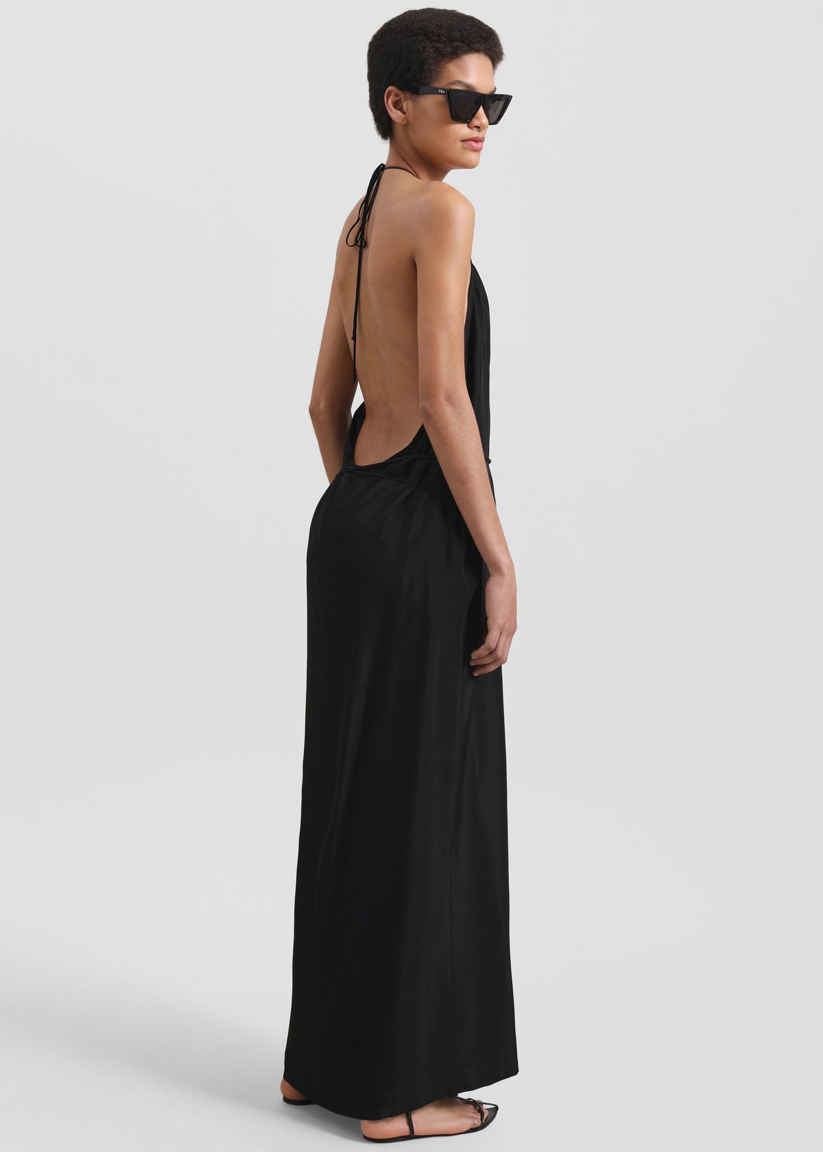 Matin Draped Wrap Dress - Black - 7