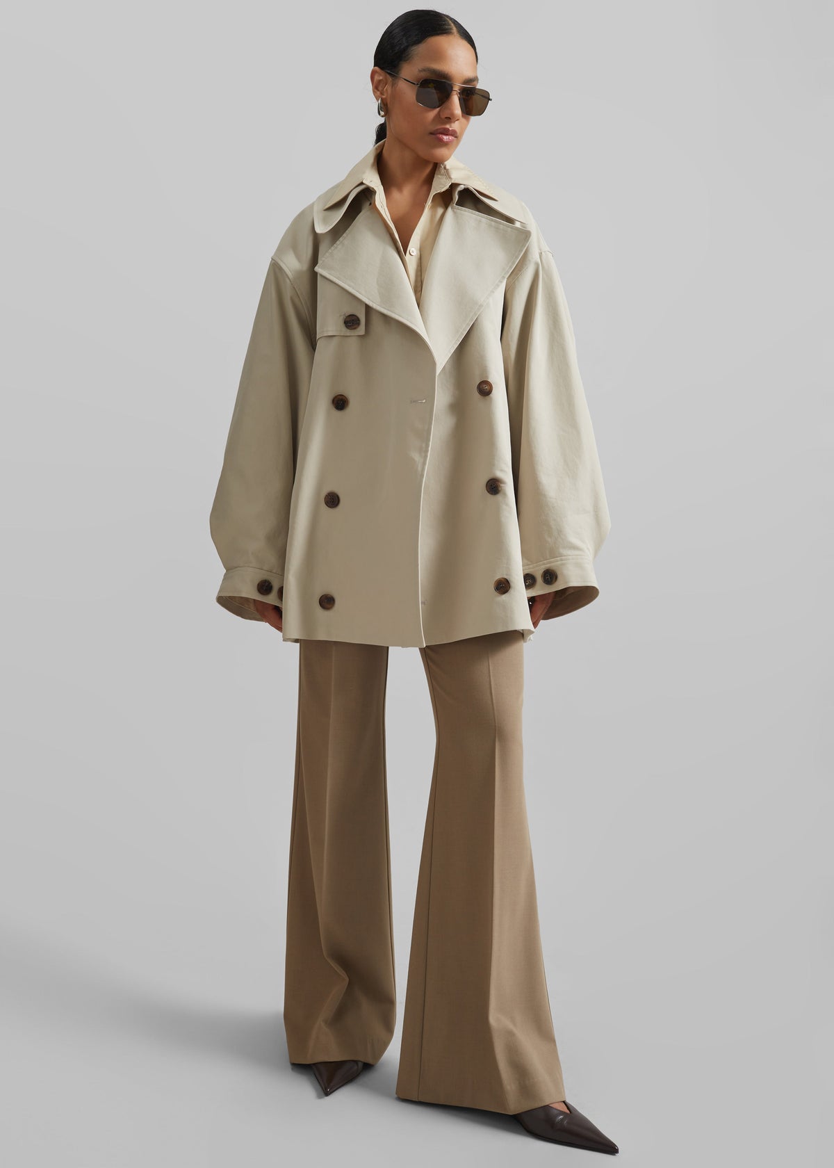Mavis Oversized Short Trench - Beige - 2