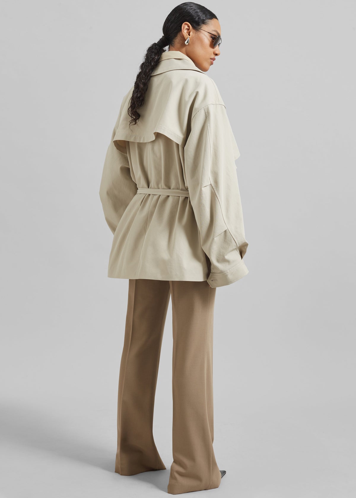 Mavis Oversized Short Trench - Beige - 5