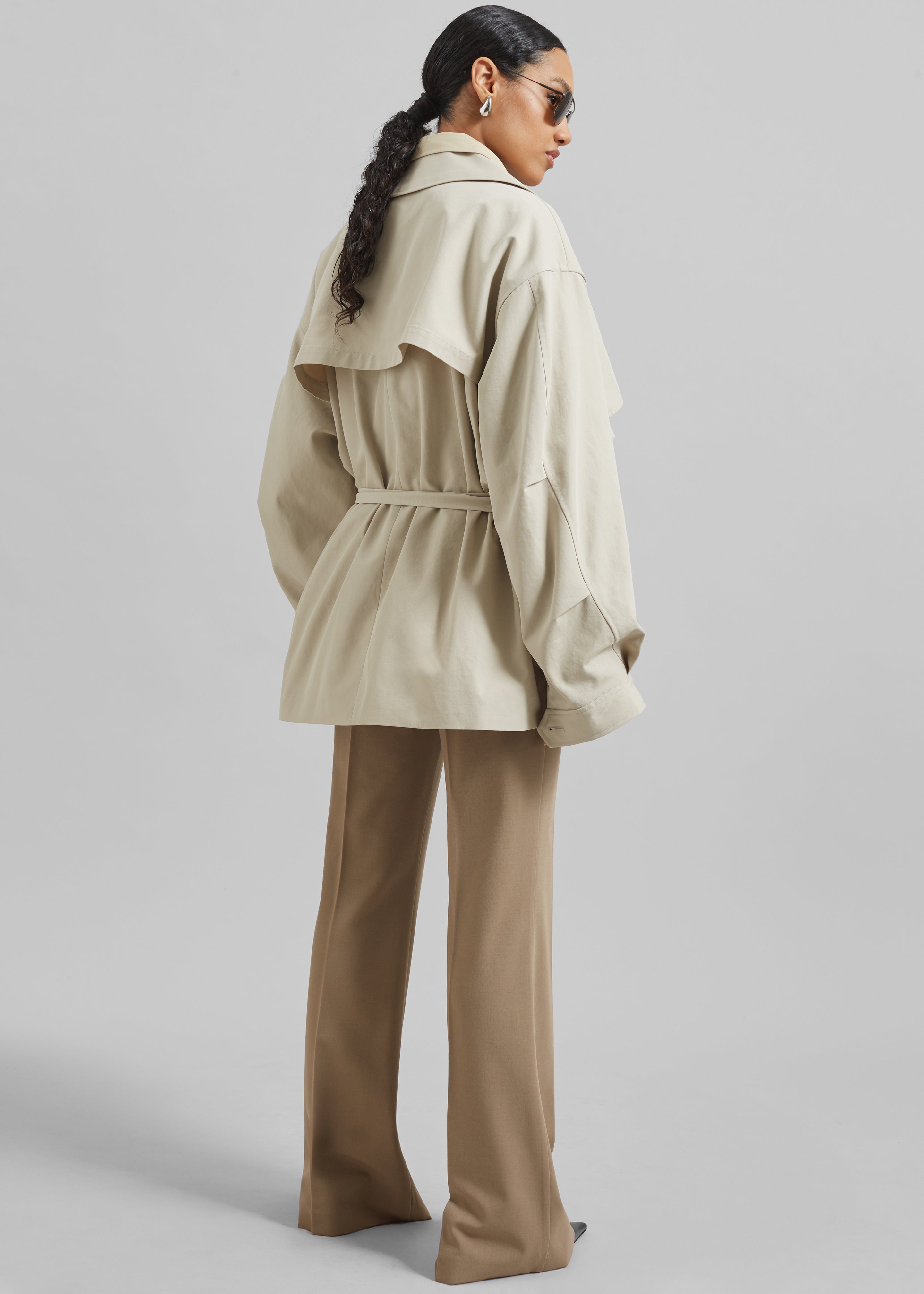 Mavis Oversized Short Trench - Beige - 5