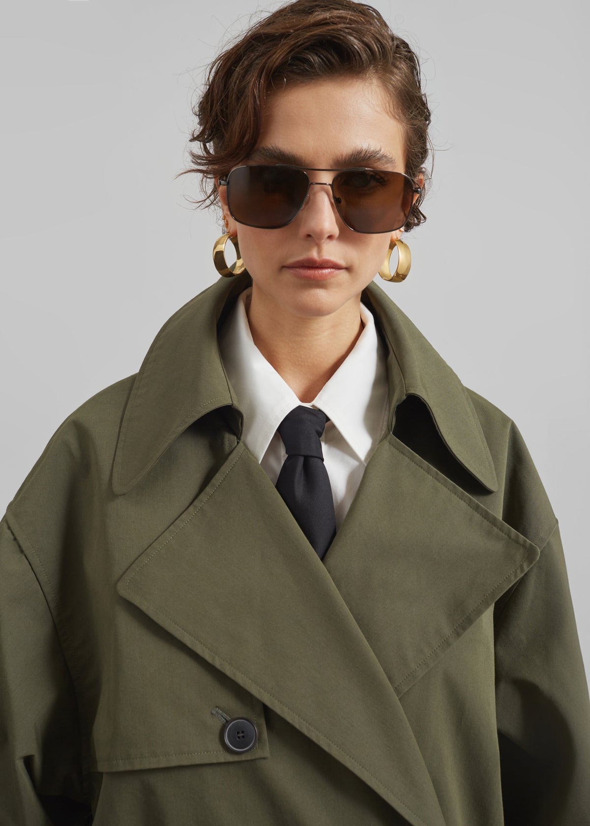 Mavis Oversized Short Trench - Khaki - 3