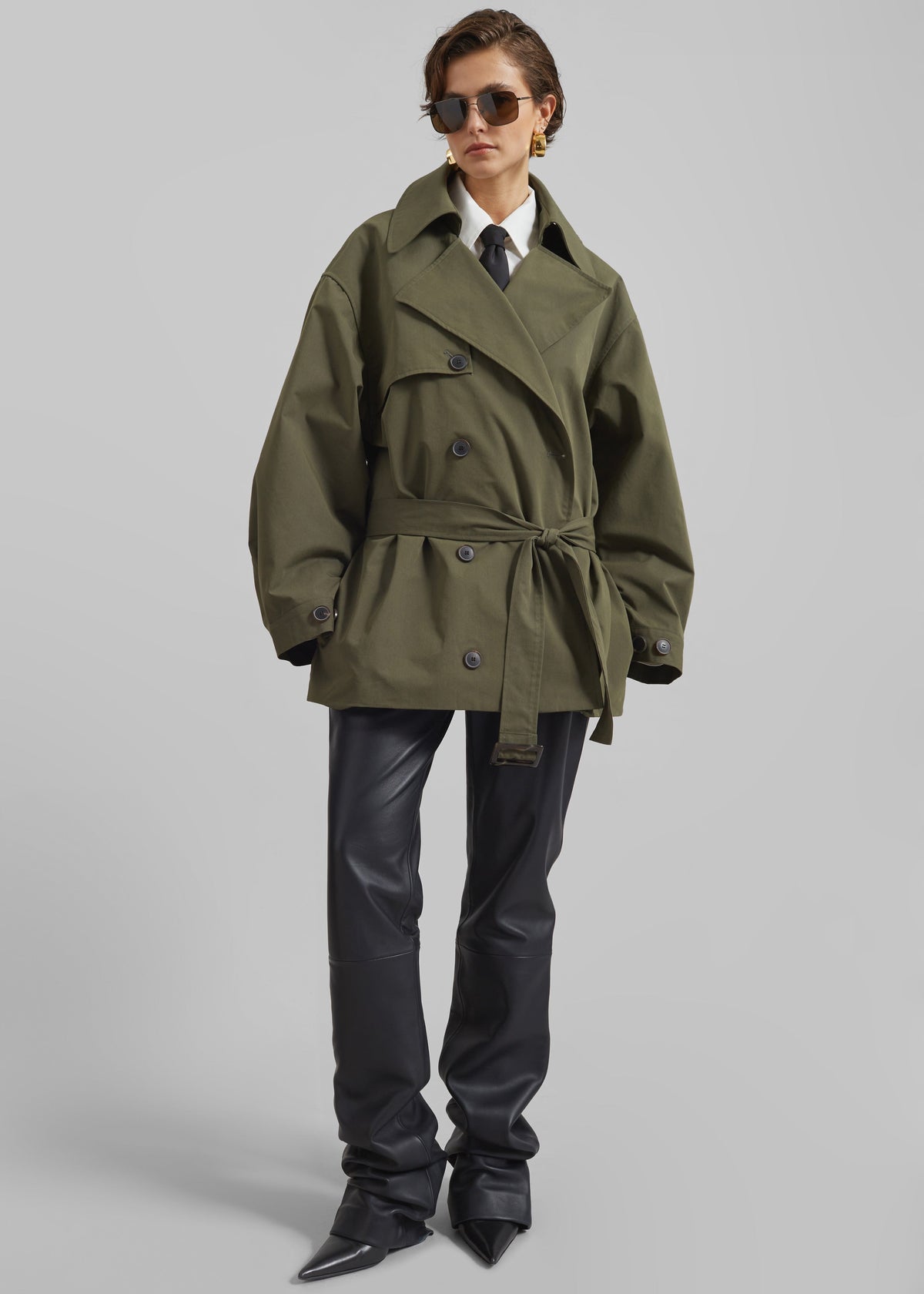 Mavis Oversized Short Trench - Khaki - 5