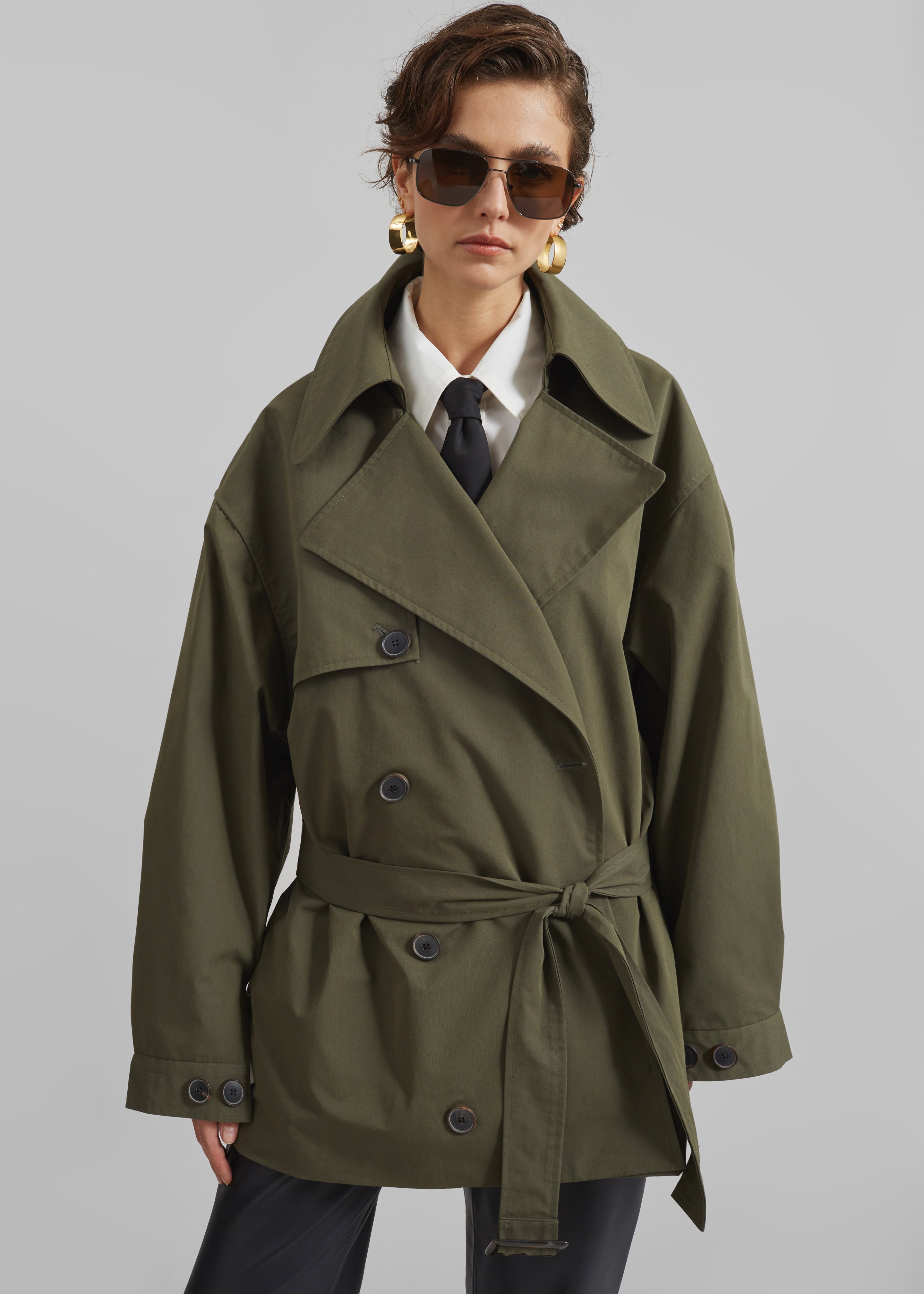 Mavis Oversized Short Trench - Khaki - 1