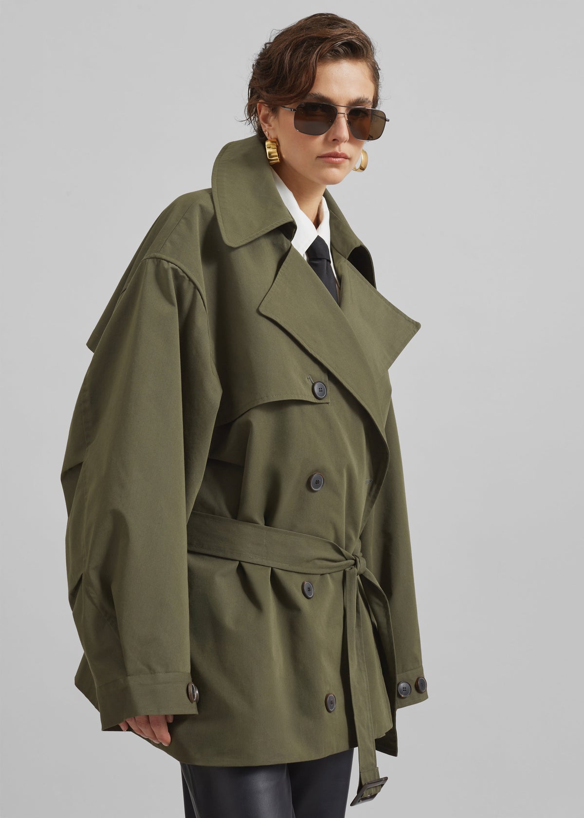 Mavis Oversized Short Trench - Khaki - 4