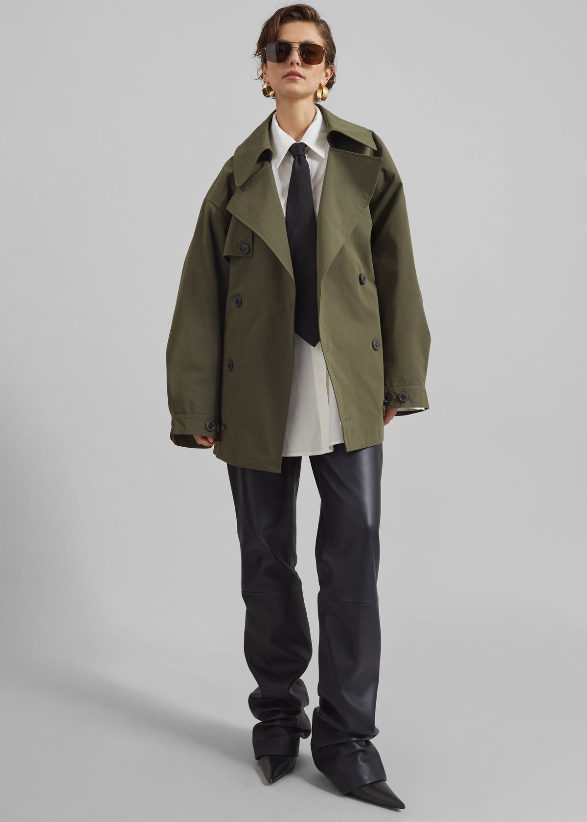 Mavis Oversized Short Trench - Khaki - 2