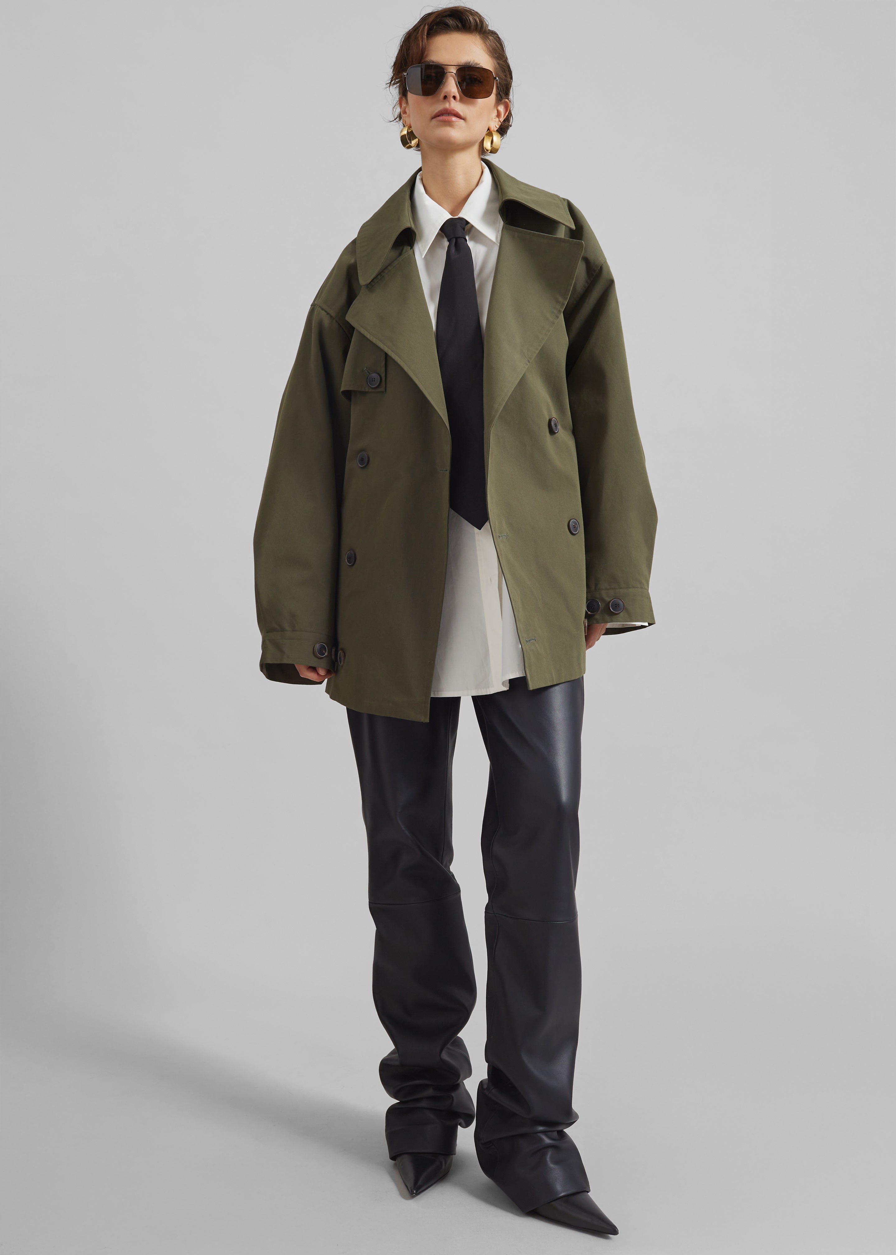 Mavis Oversized Short Trench - Khaki - 2