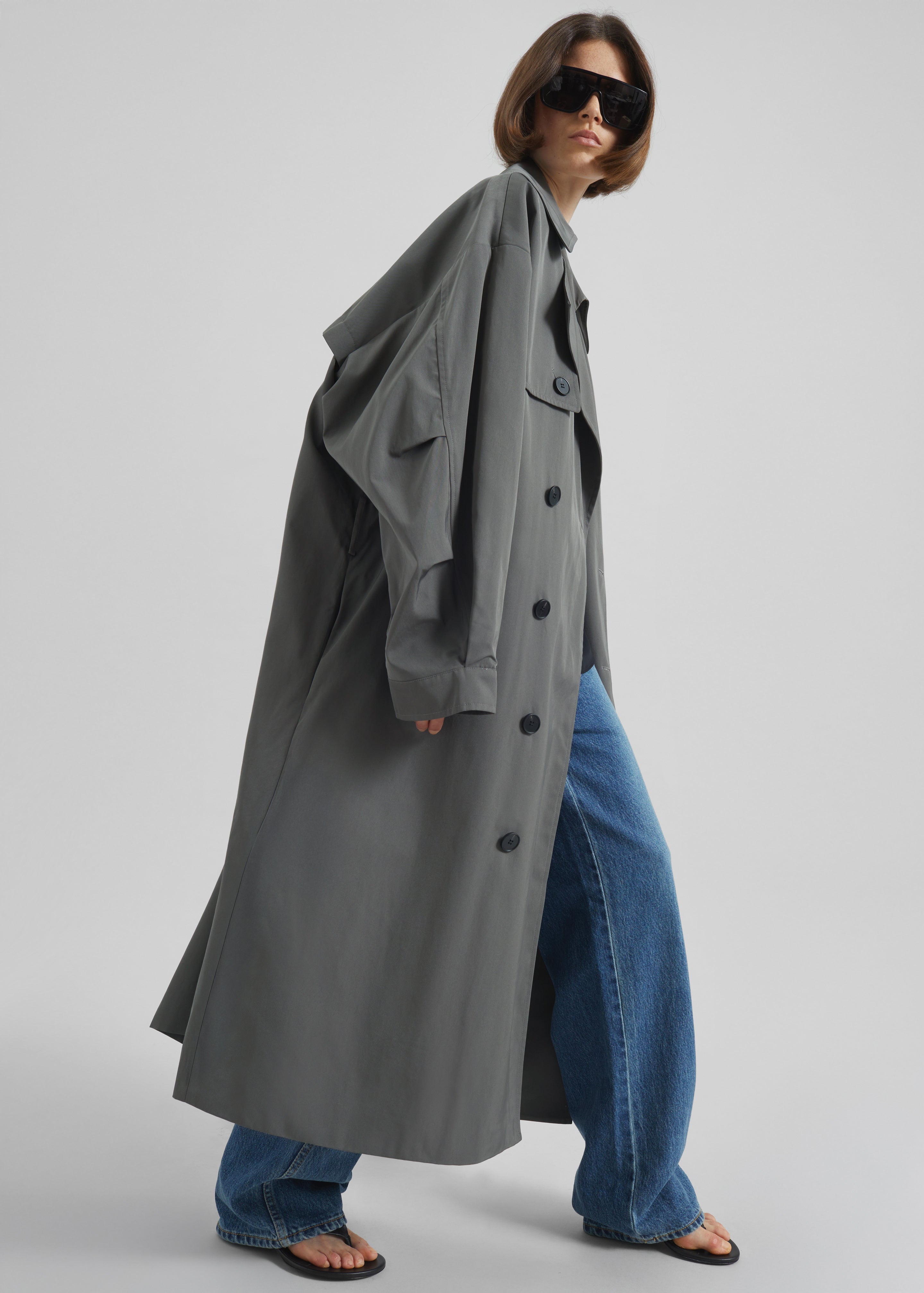 Mavis Oversized Trench - Grey - 1