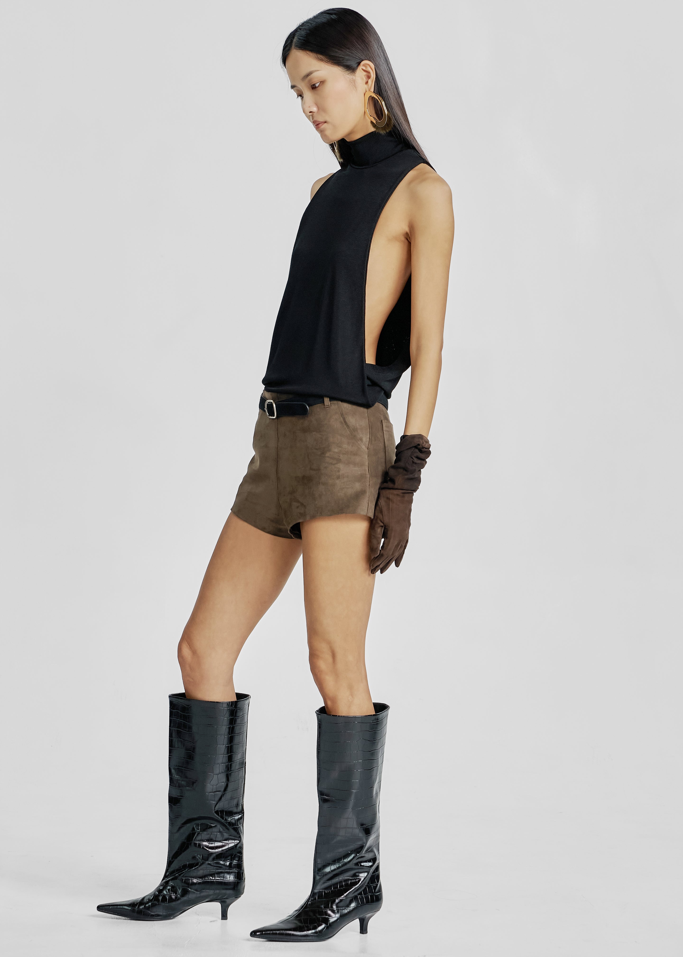 Maxen Mock Neck Bodysuit - Black - 1