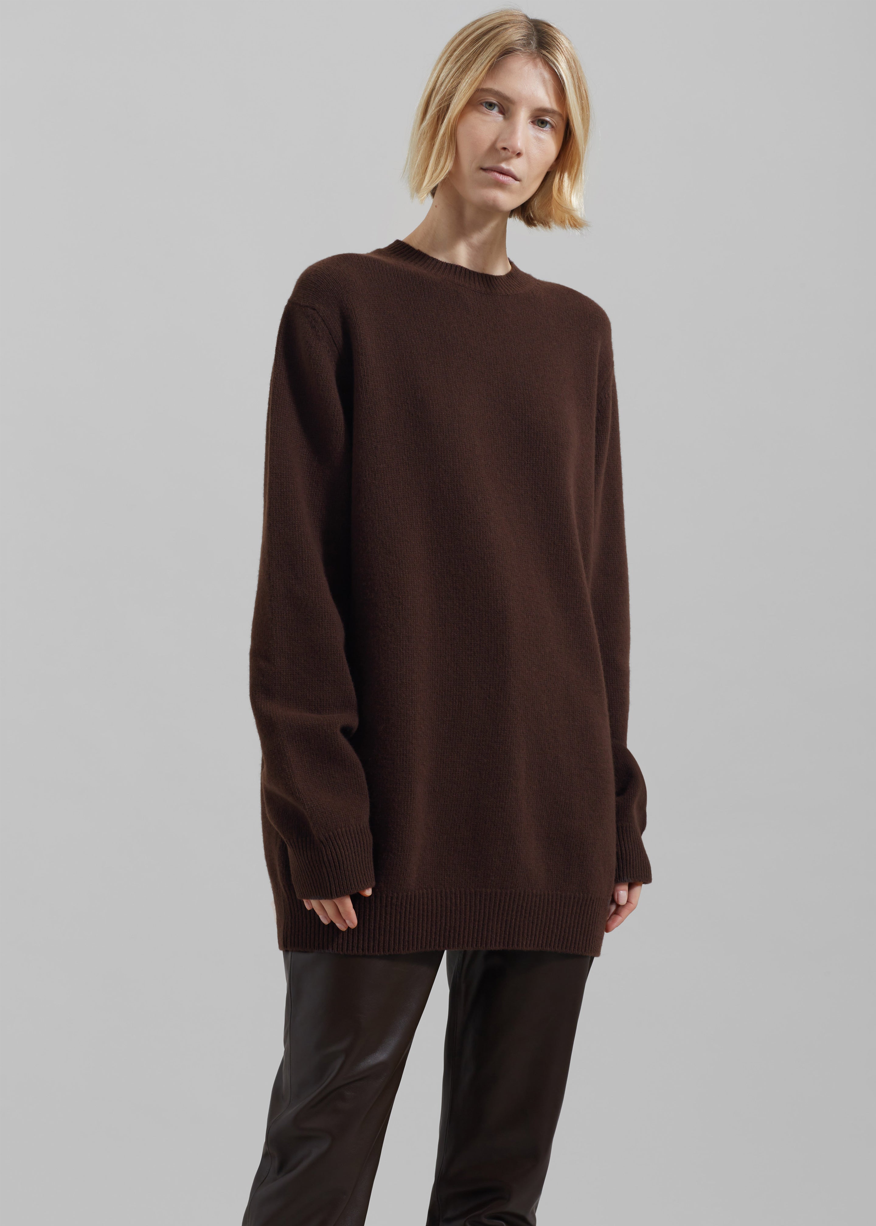 Maxime Knit Sweater Dress - Brown - 5