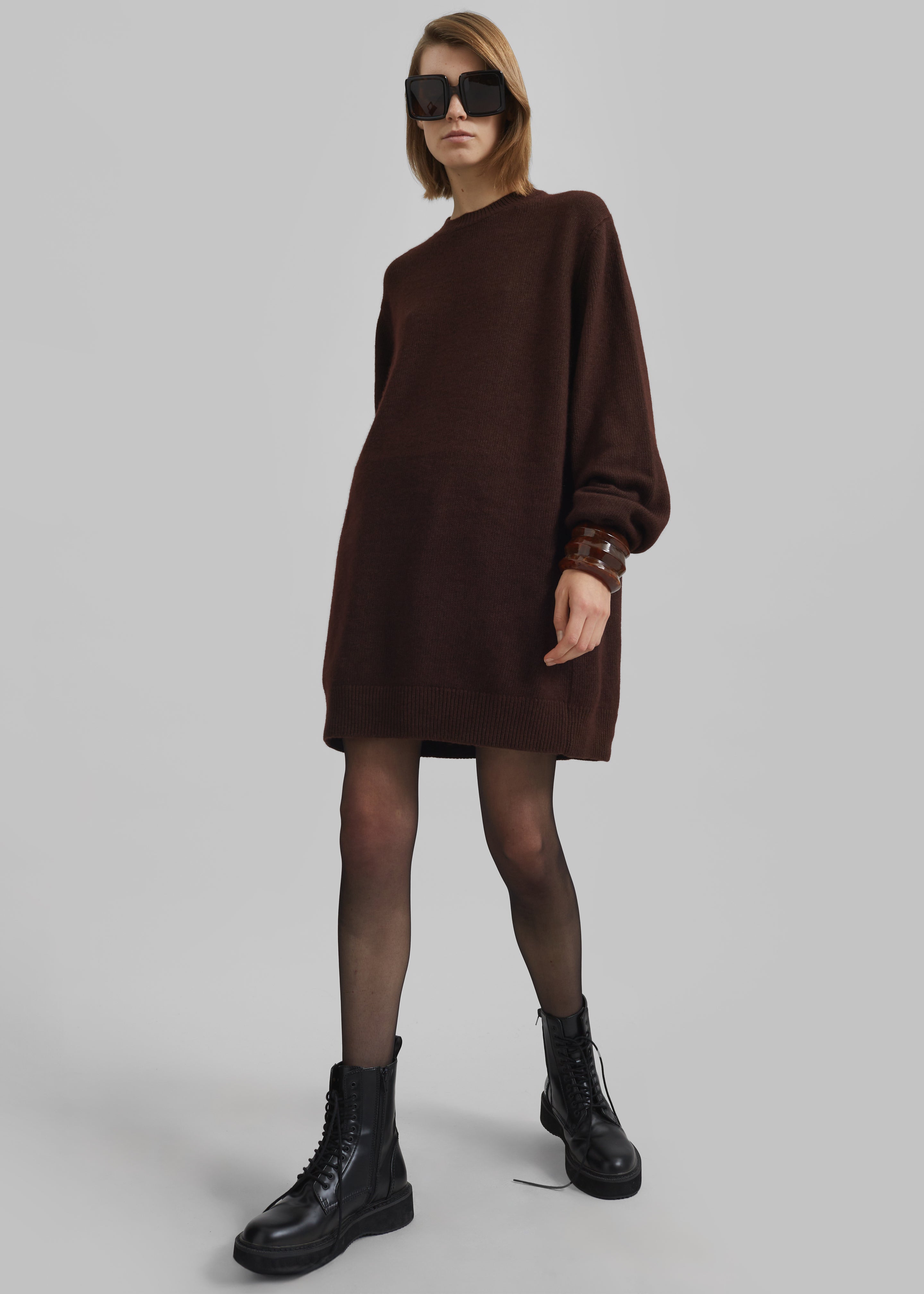 Maxime Knit Sweater Dress - Brown Maxime Knit Sweater Dress - Brown