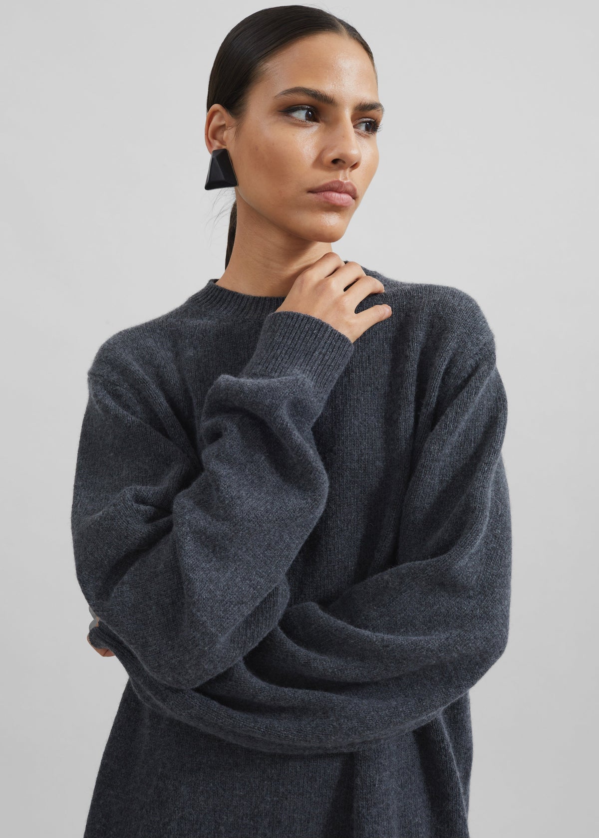 Maxime Knit Sweater Dress - Dark Grey Melange - 5