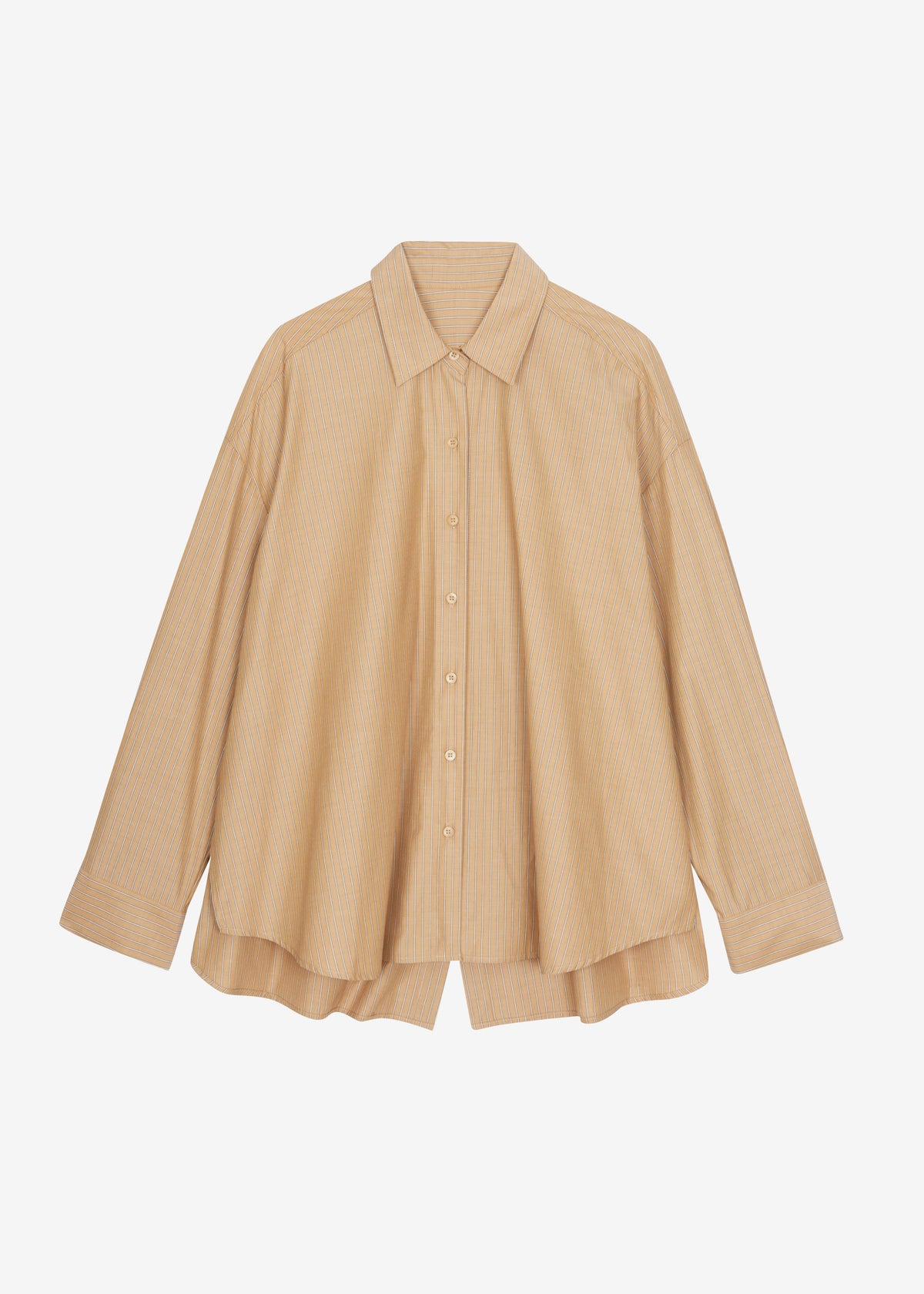 Medavy Side Button-Up Shirt - Beige/White Stripe - 9