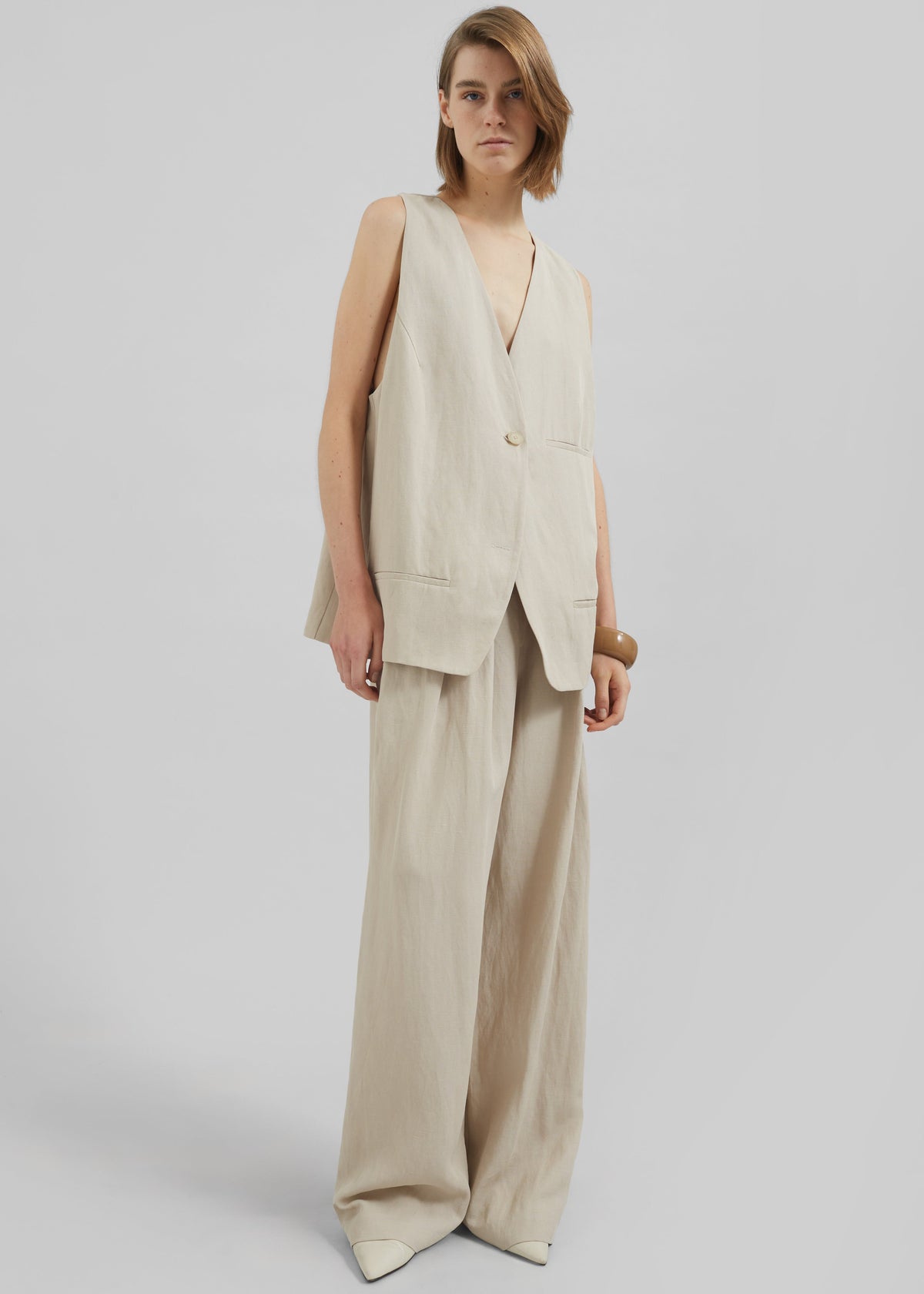 Melrose Linen Vest - Cement - 6