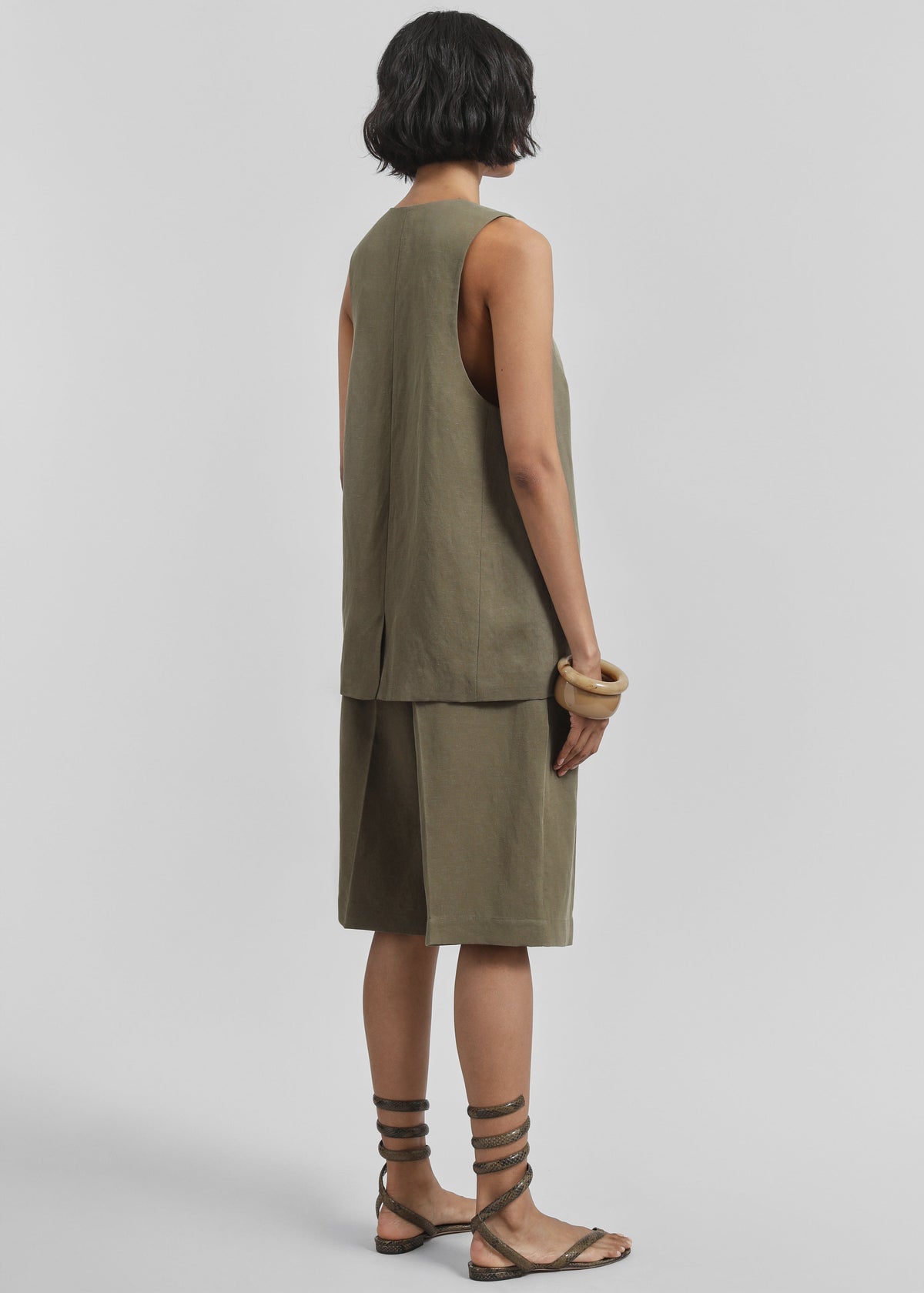 Melrose Linen Vest - Khaki - 9