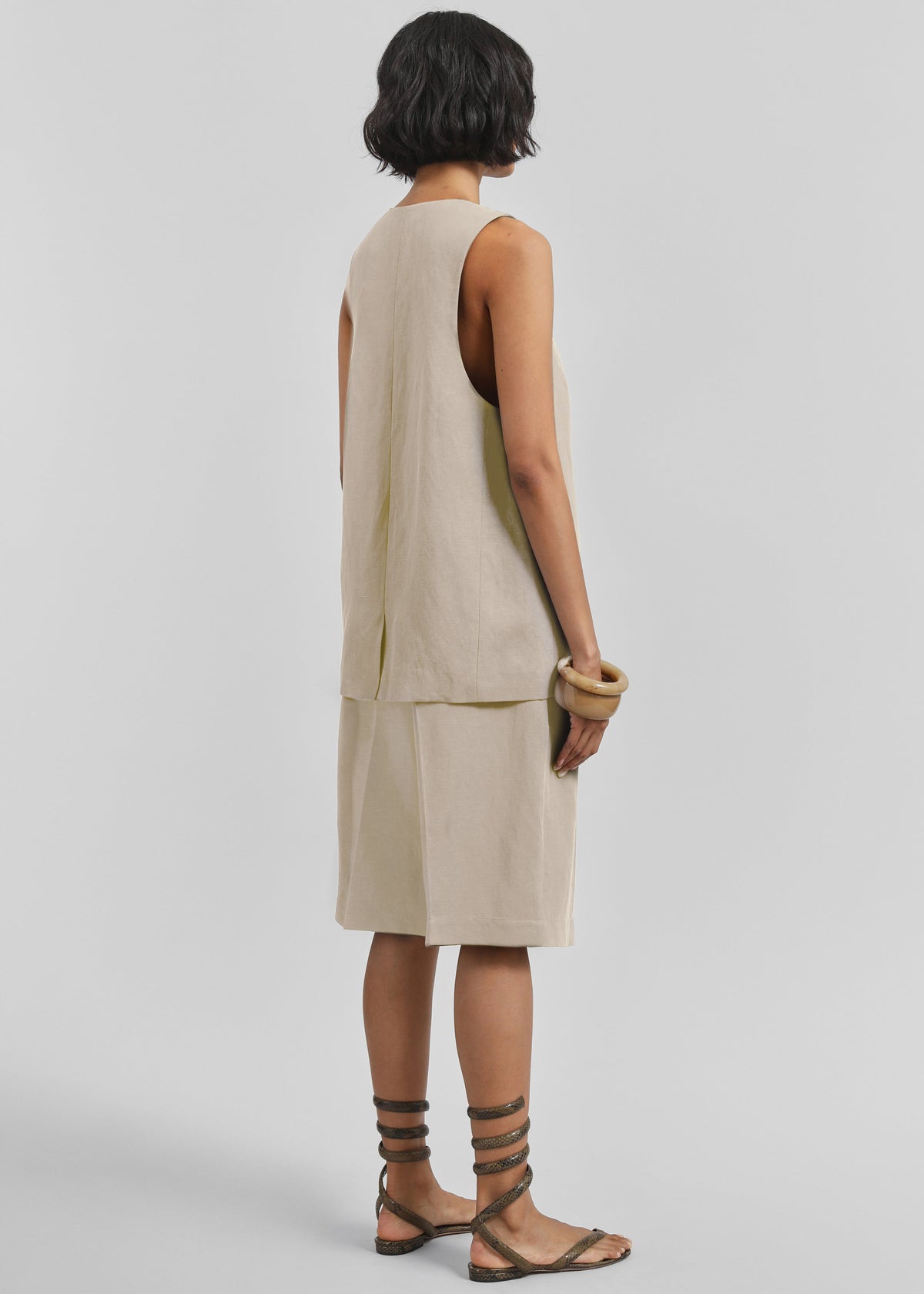 Melrose Linen Vest - Cement - 9