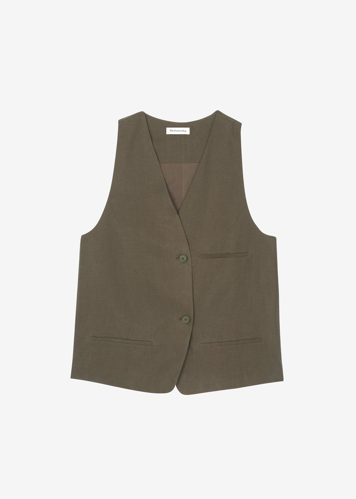 Melrose Linen Vest - Khaki - 10