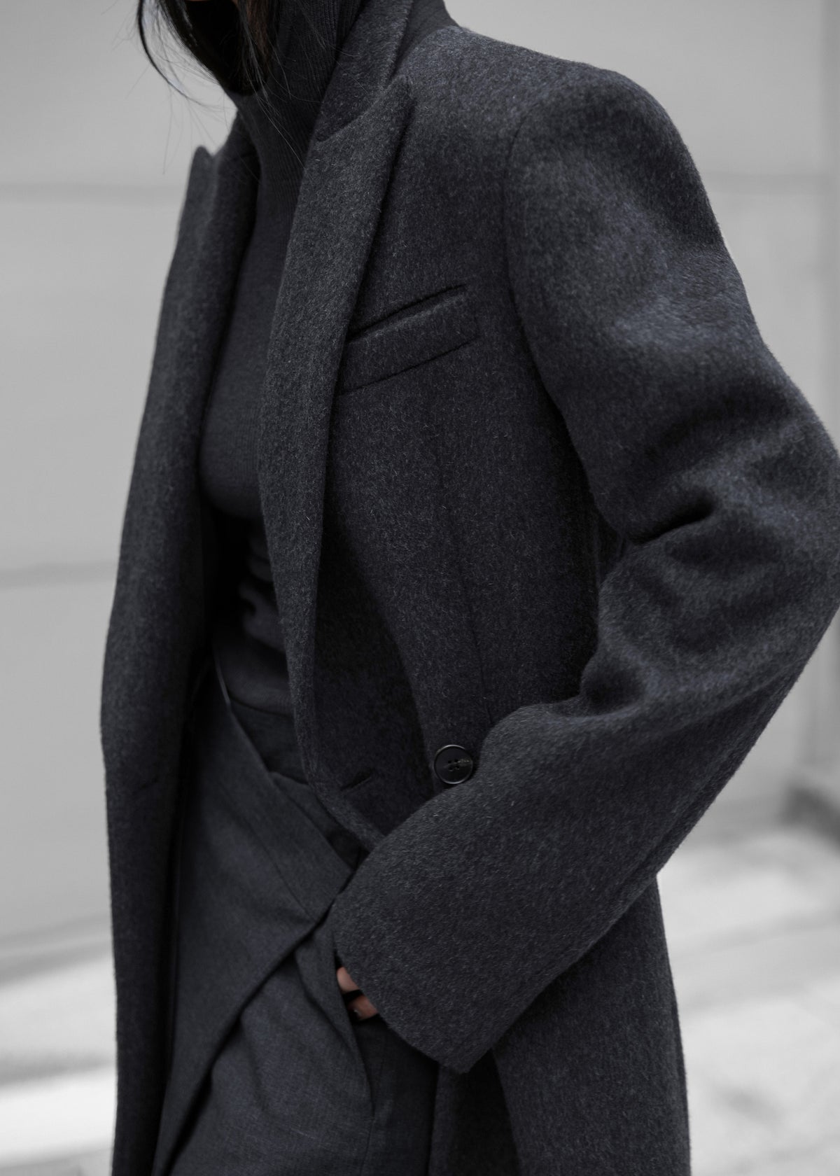 Melva Long Coat - Charcoal - 4